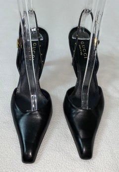 S/S 1998 Gucci by Tom Ford Runway Pointed Toe Slingback Studded Heels 40