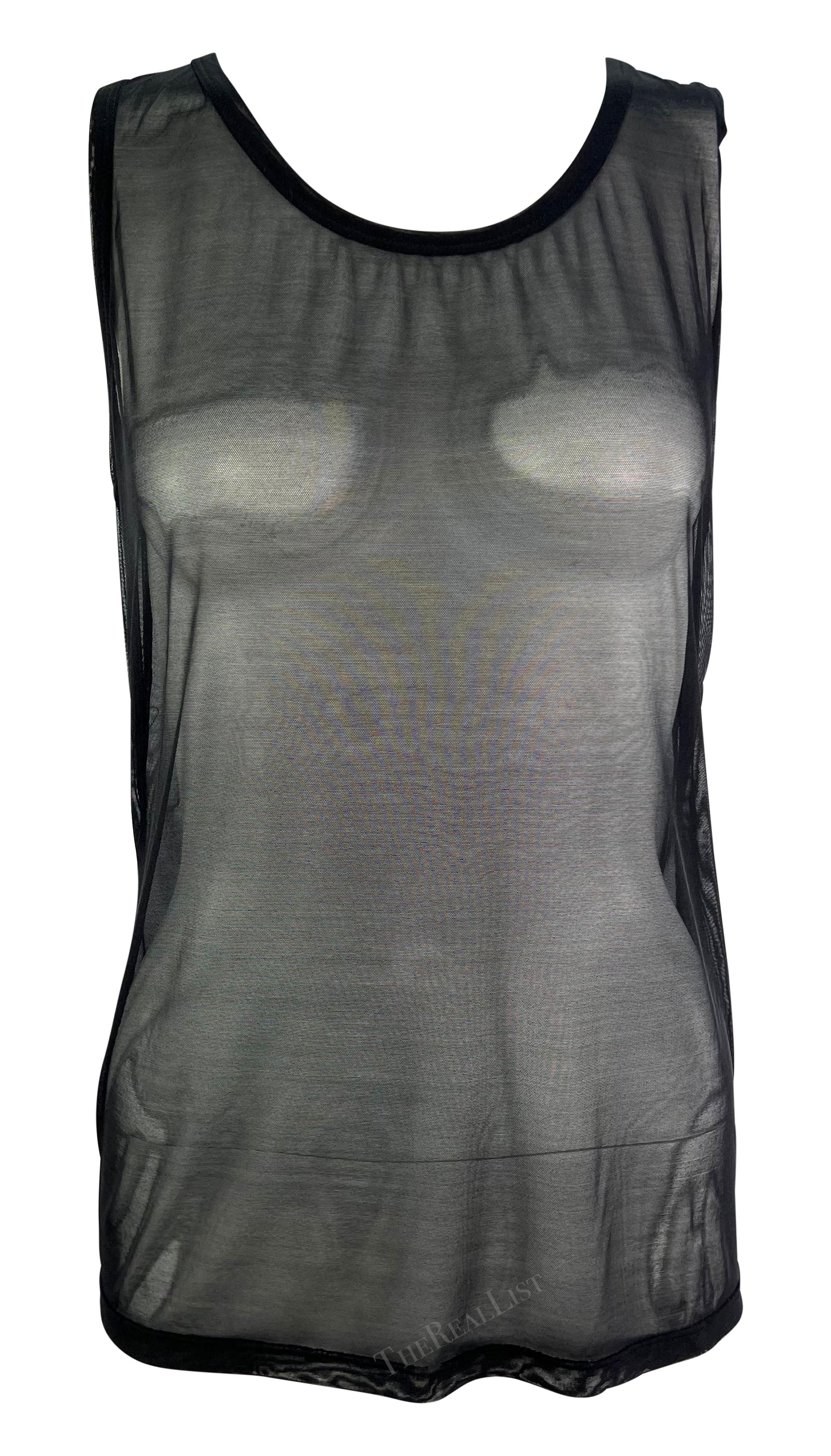 S/S 1998 Gucci by Tom Ford Runway Sheer Black Mesh Bodycon Tank Top For Sale 6
