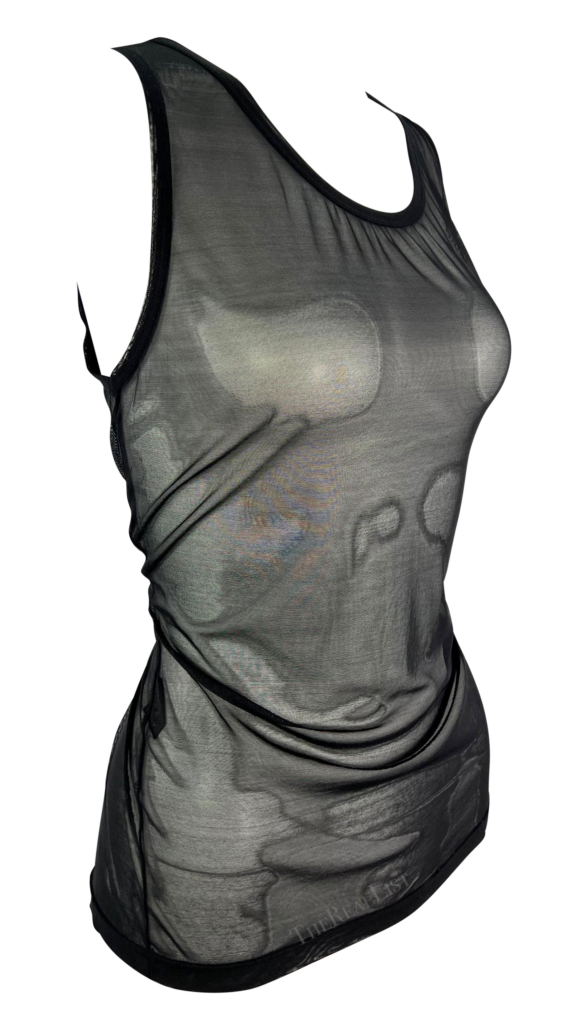 S/S 1998 Gucci by Tom Ford Runway Sheer Black Mesh Bodycon Tank Top For Sale 7