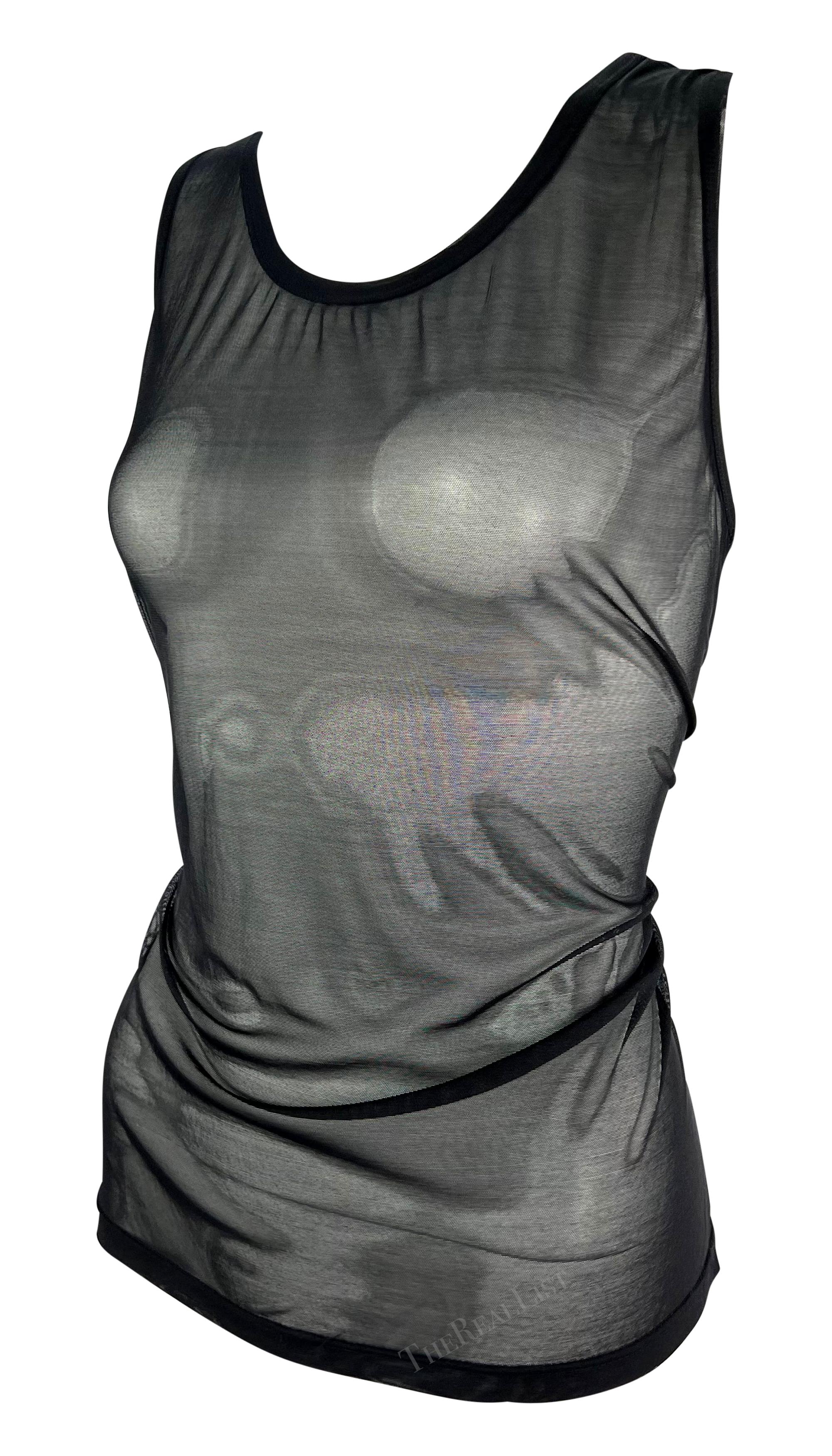 S/S 1998 Gucci by Tom Ford Runway Sheer Black Mesh Bodycon Tank Top For Sale 8