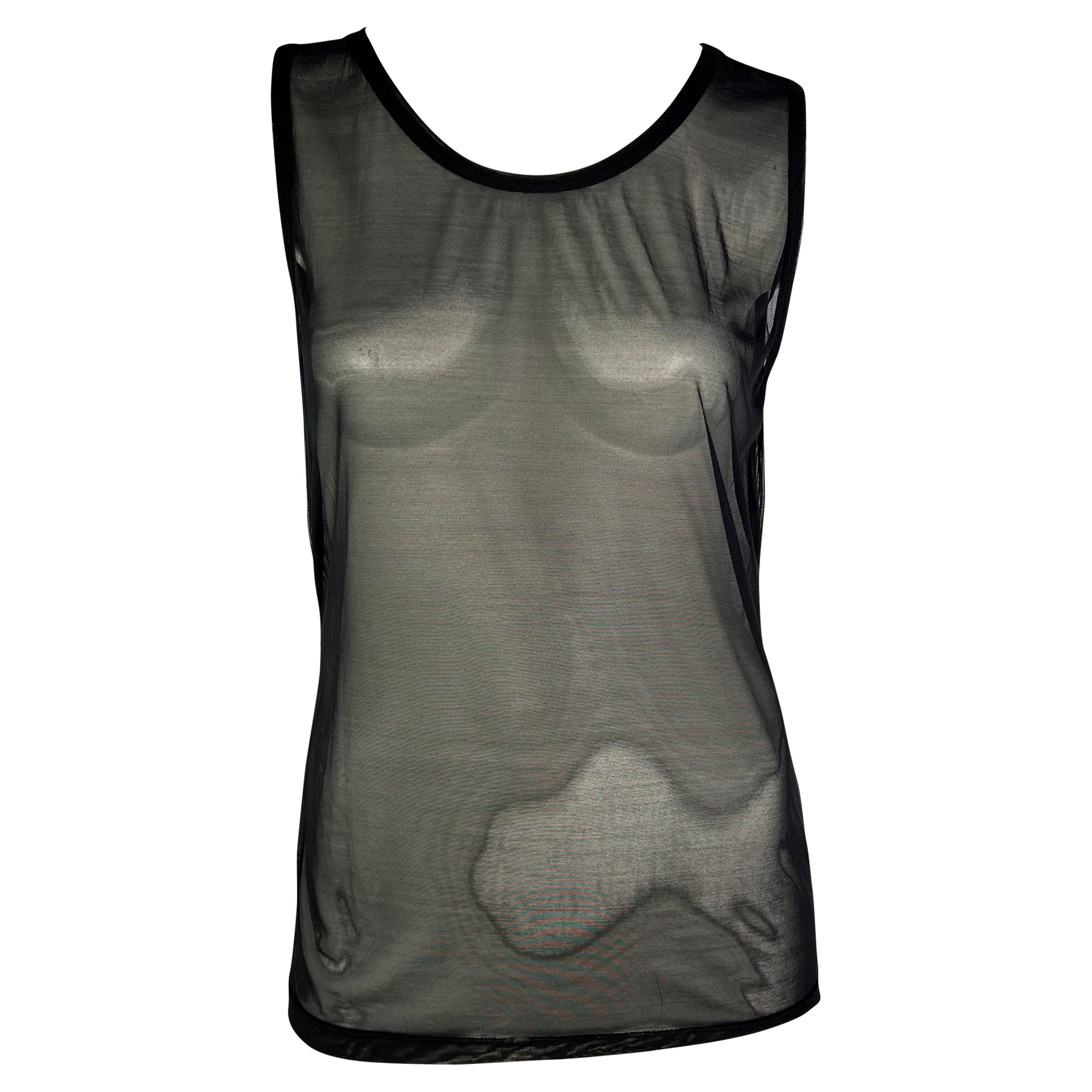 S/S 1998 Gucci by Tom Ford Runway Sheer Black Mesh Bodycon Tank Top In Excellent Condition For Sale In West Hollywood, CA