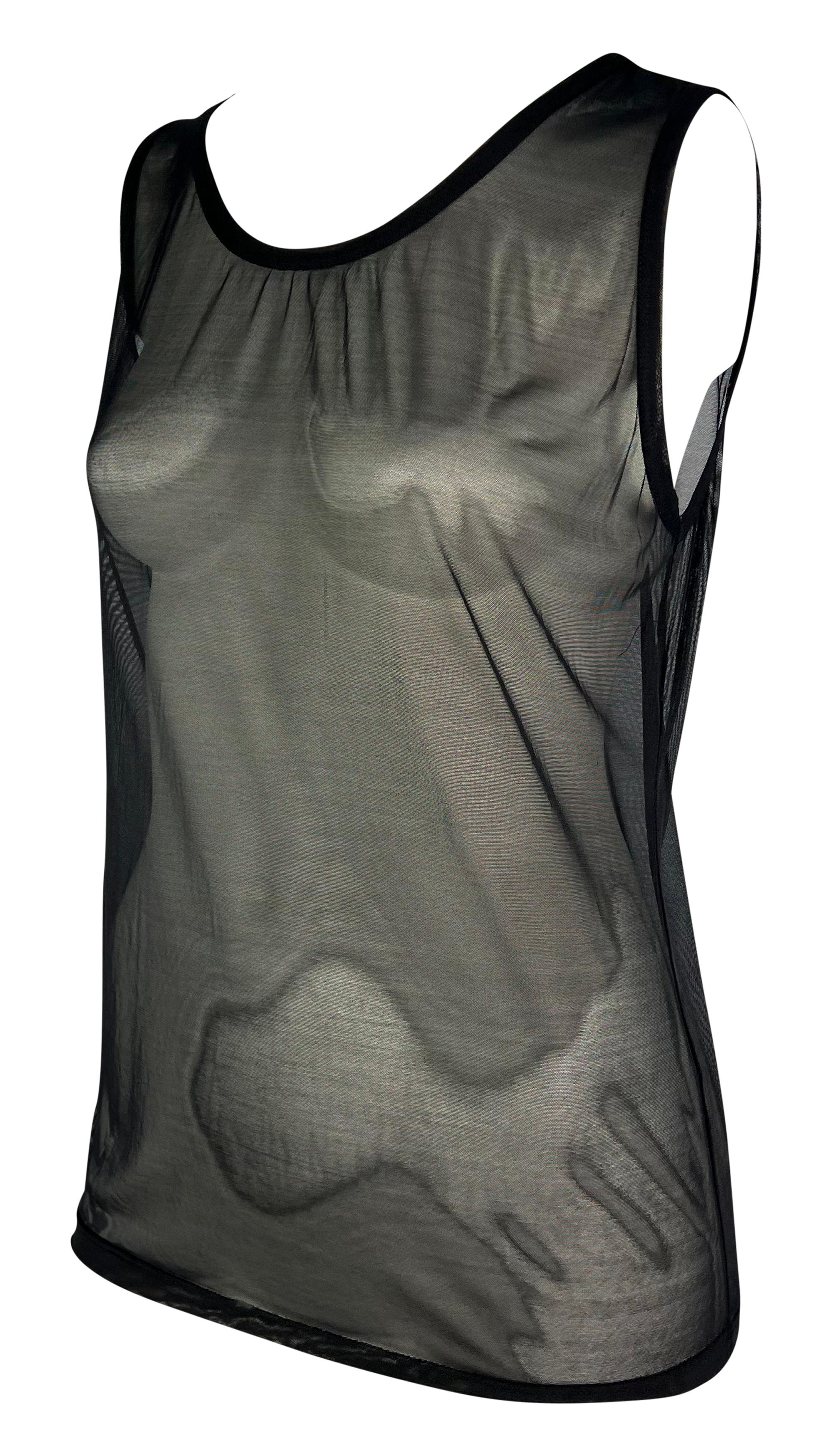 S/S 1998 Gucci by Tom Ford Runway Sheer Black Mesh Bodycon Tank Top For Sale 1
