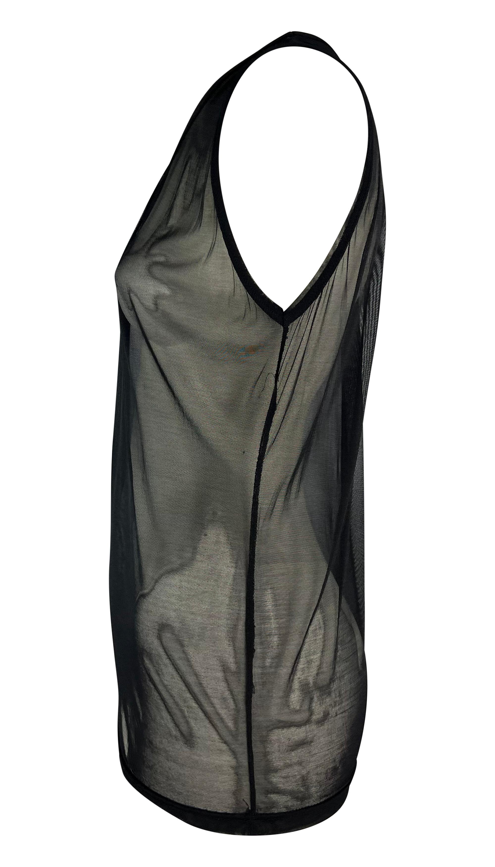 S/S 1998 Gucci by Tom Ford Runway Sheer Black Mesh Bodycon Tank Top For Sale 2