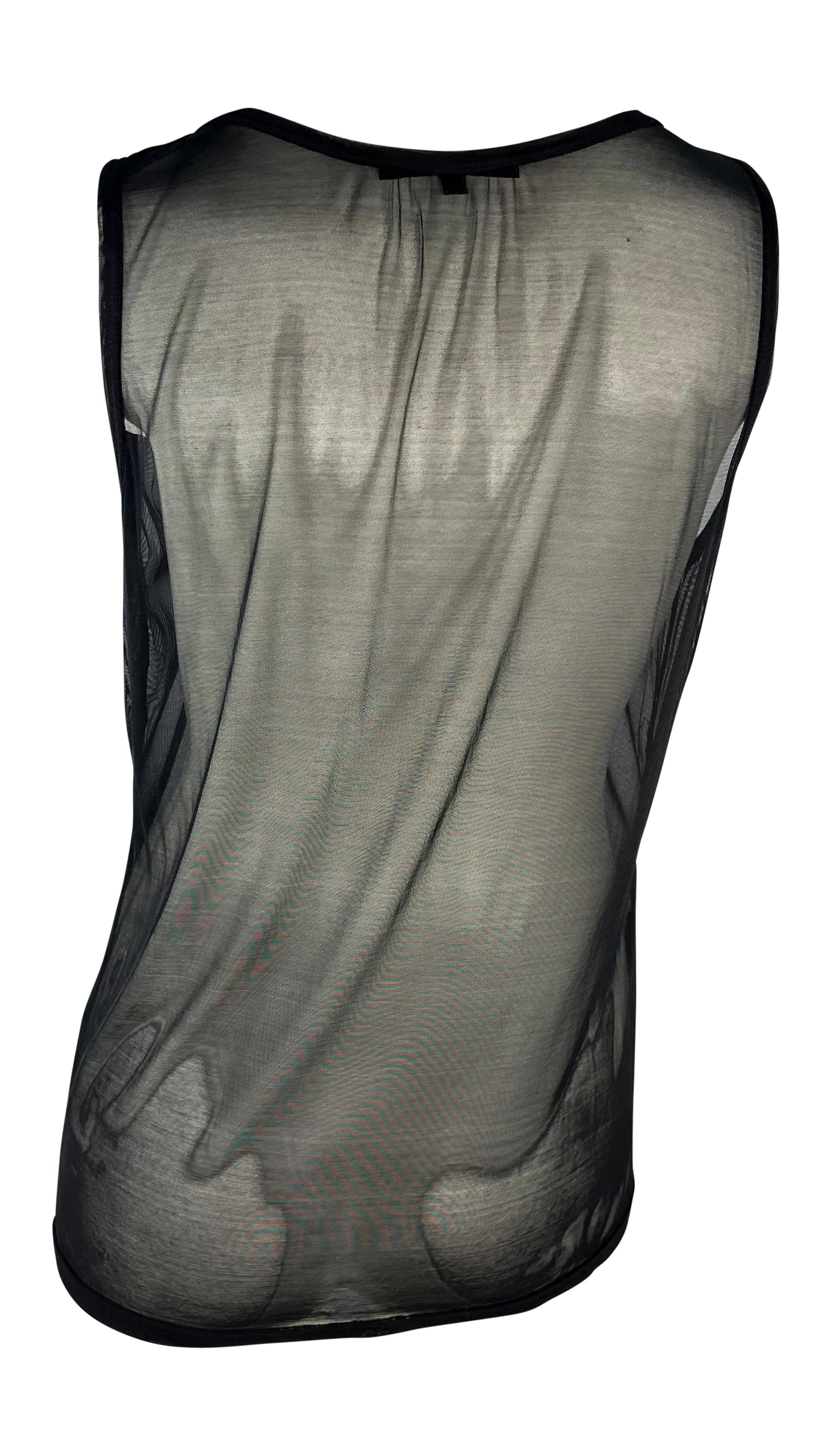 S/S 1998 Gucci by Tom Ford Runway Sheer Black Mesh Bodycon Tank Top For Sale 3