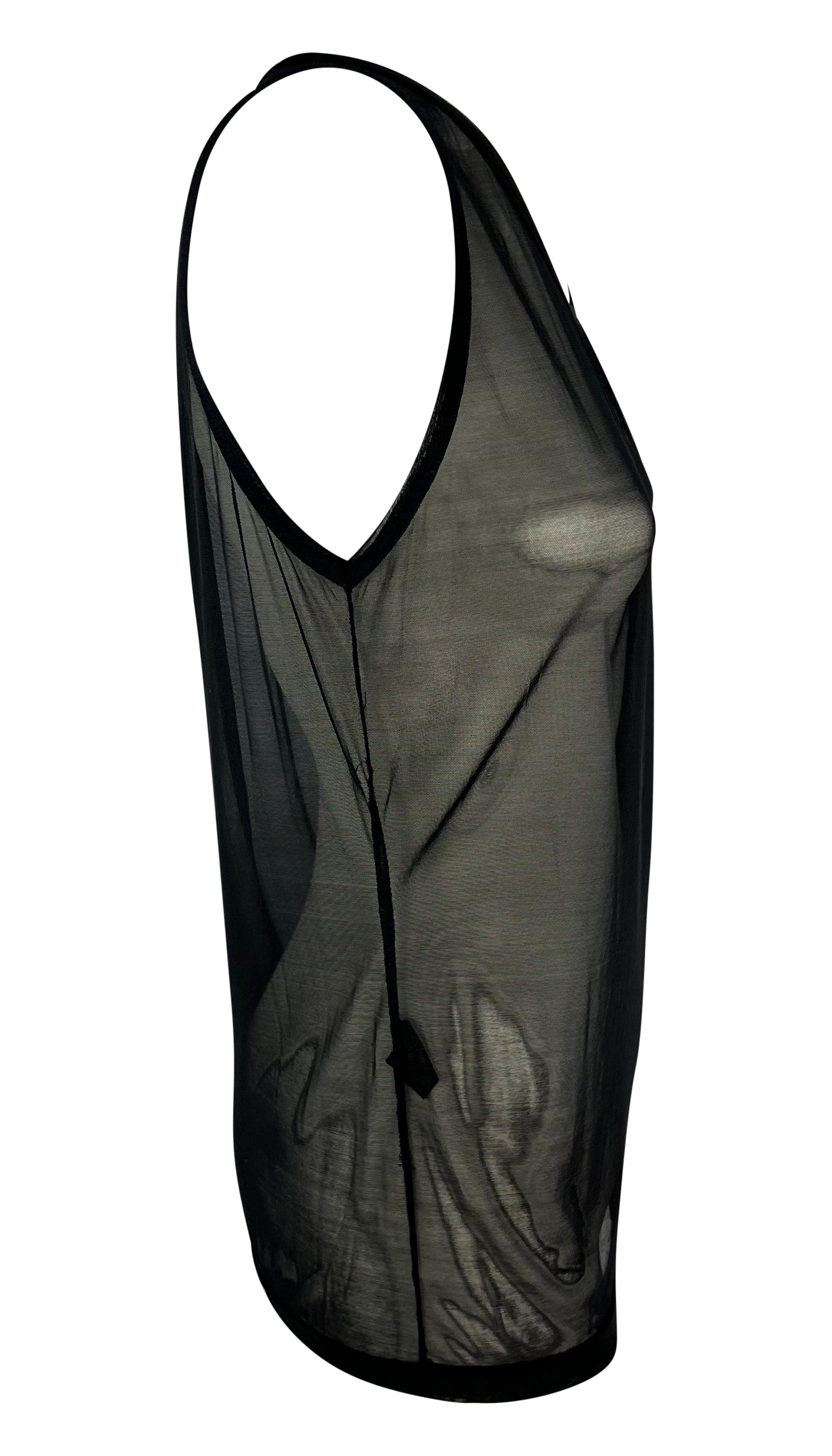 S/S 1998 Gucci by Tom Ford Runway Sheer Black Mesh Bodycon Tank Top For Sale 4