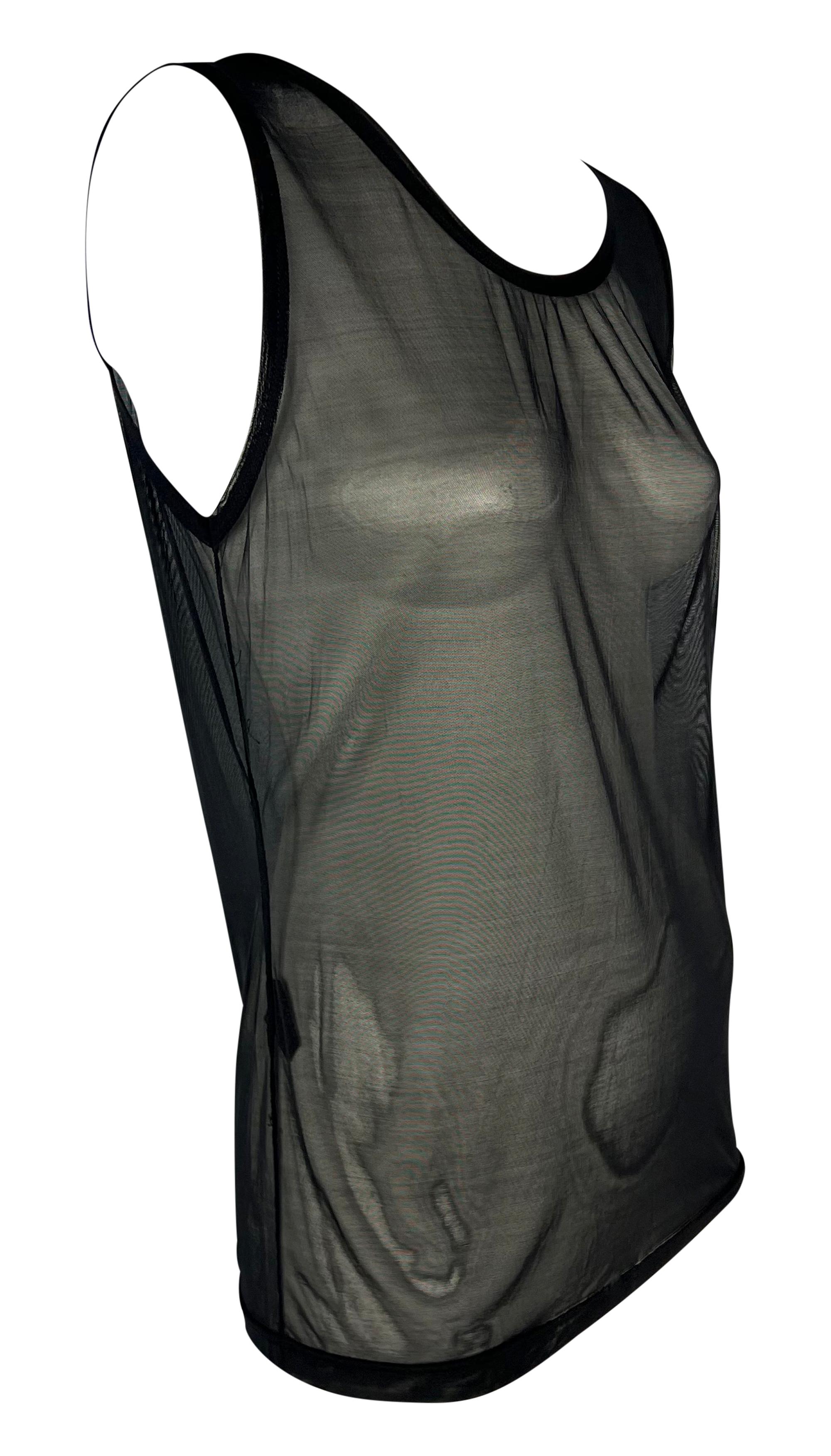 S/S 1998 Gucci by Tom Ford Runway Sheer Black Mesh Bodycon Tank Top For Sale 5