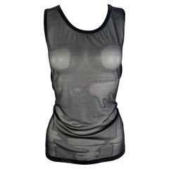 S/S 1998 Gucci by Tom Ford Runway Sheer Black Mesh Bodycon Tank Top