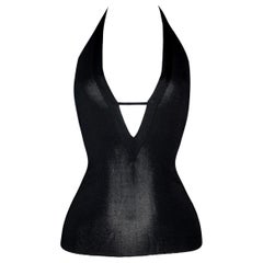 S/S 1998 Gucci by Tom Ford Semi-Sheer Plunging Black Halter Top