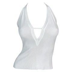 S/S 1998 Gucci by Tom Ford Semi-Sheer Plunging White Halter Top