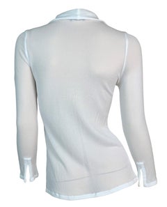 S/S 1998 Gucci by Tom Ford Sheer White GG Logo Buckle Top