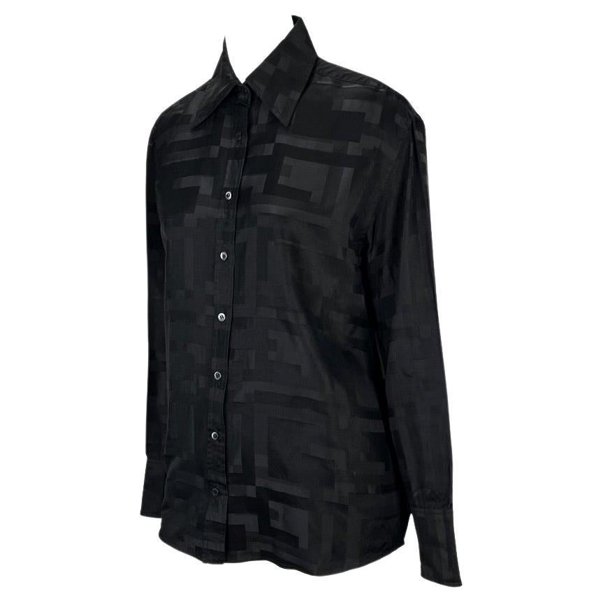 Presenting an iconic Gucci square 'G' monogram button up shirt, designed by Tom Ford. From Gucci's Spring/Summer 1998 collection, this shirt is constructed entirely of 'G' monogram silk and cotton and features a collar and front button
