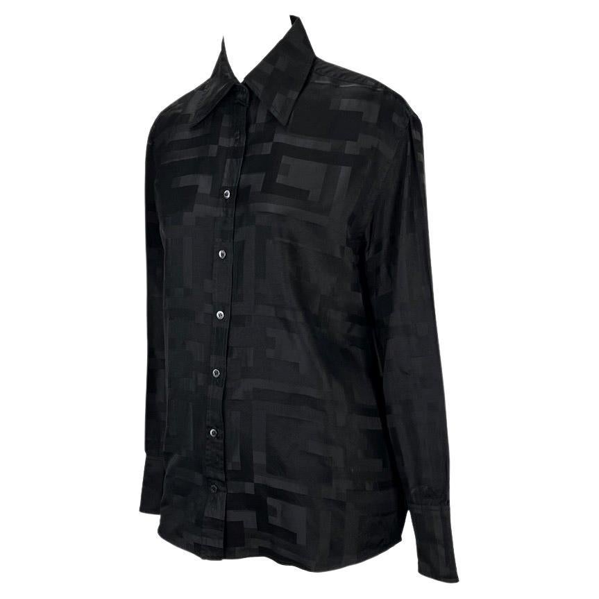 Presenting an iconic Gucci square 'G' monogram button-up shirt designed by Tom Ford. From Gucci's Spring/Summer 1998 collection, this shirt is constructed entirely of 'G' monogram silk and cotton and features a collar and front button