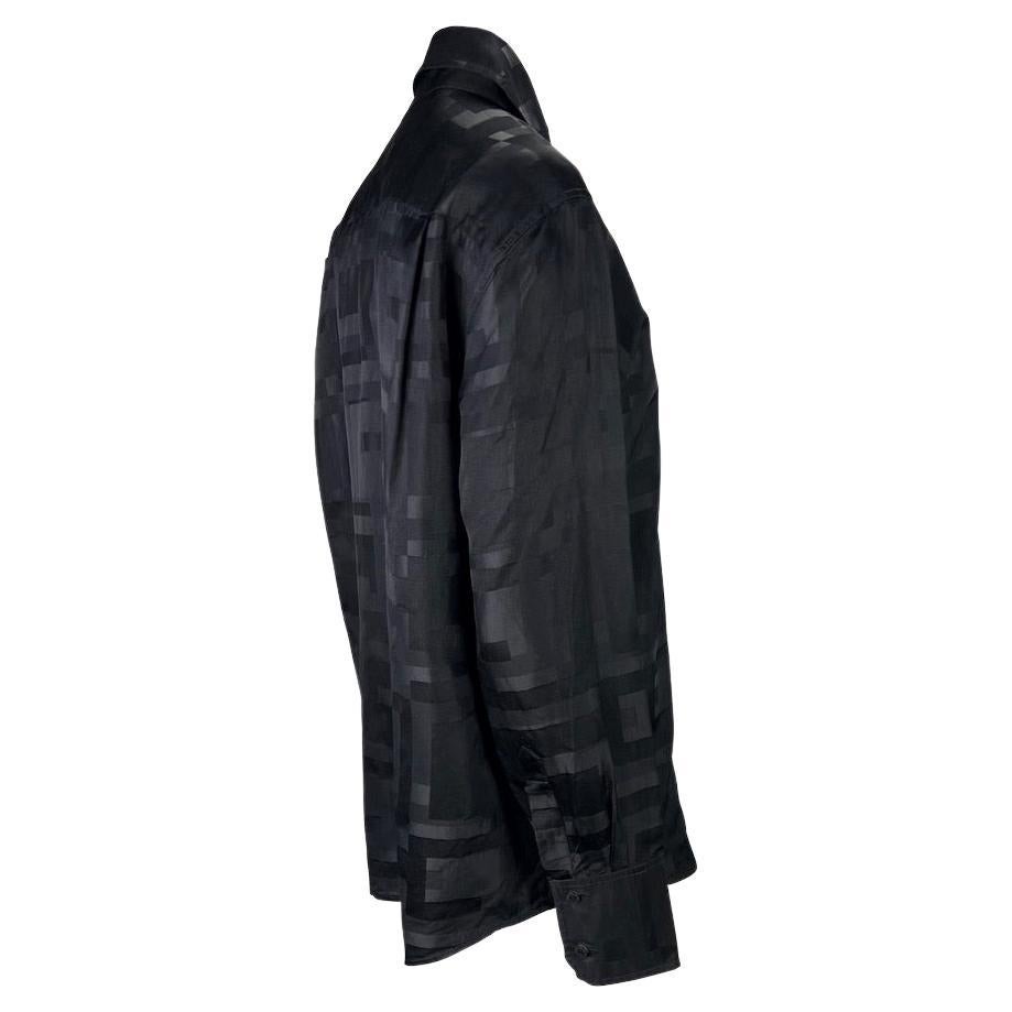 S/S 1998 Gucci by Tom Ford Square 'G' Black Silk Shirt In Good Condition For Sale In West Hollywood, CA