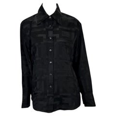 Vintage S/S 1998 Gucci by Tom Ford Square 'G' Black Silk Shirt 