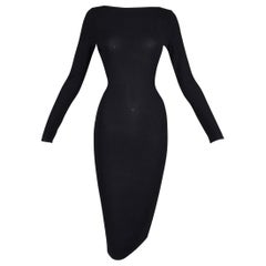 S/S 1998 Gucci by Tom Ford Strappy L/S Black Knit Bodycon Wiggle Dress 38