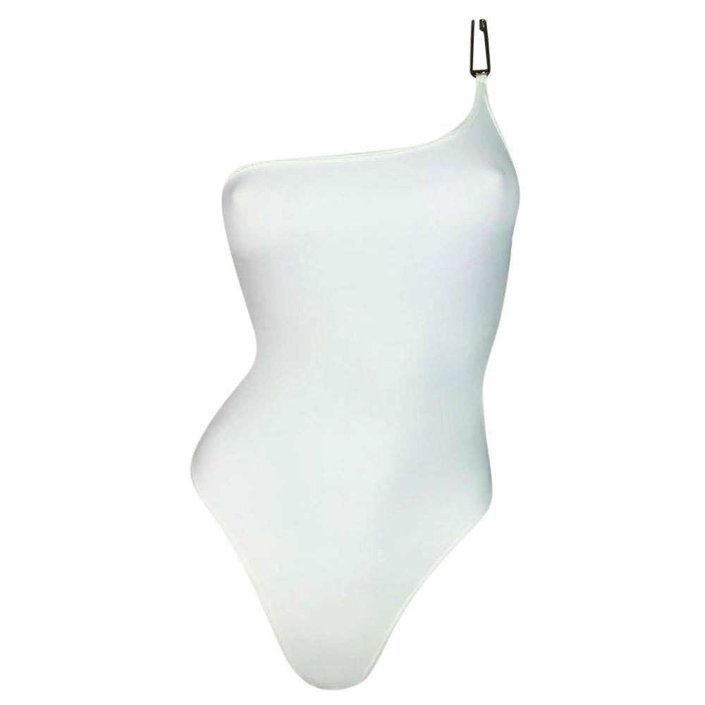 S/S 1998 Gucci by Tom Ford White G Logo One Shoulder Swimsuit Bodysuit