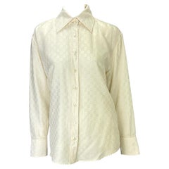 Vintage S/S 1998 Gucci by Tom Ford White 'GG' Monogram Button Down Collar Shirt