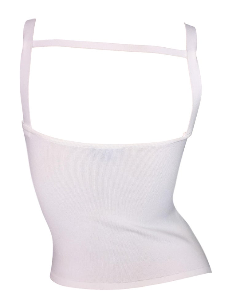 S/S 1998 Gucci by Tom Ford White Knit Tank Top T-Strap Cami at 1stDibs