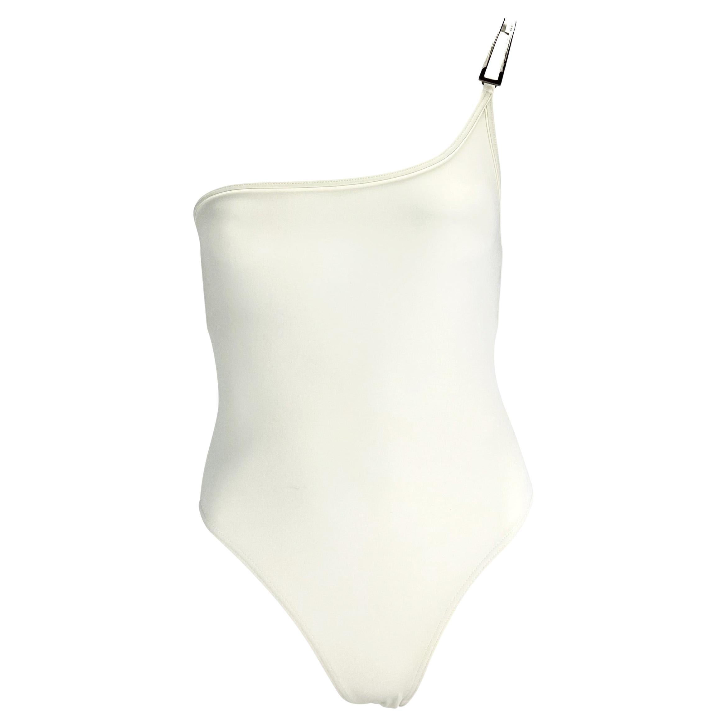 Blanc S 1998 - Gucci by Tom Ford - Maillot de bain blanc une pièce avec boucle « G »