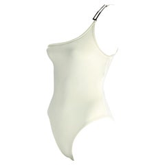 S/S 1998 Gucci by Tom Ford White One Piece Swimsuit 'G' Buckle Accent 