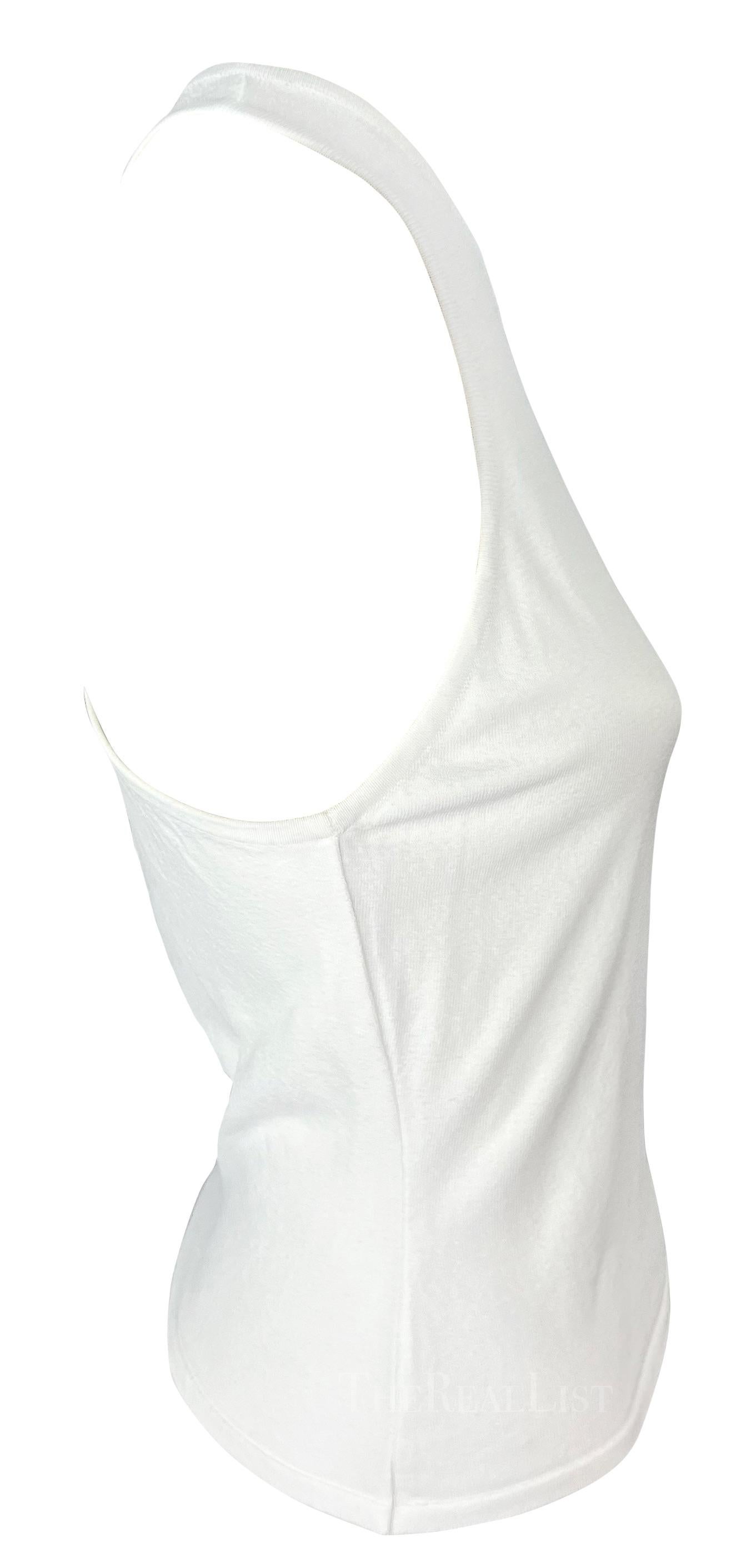 S/S 1998 Gucci by Tom Ford White Stretch Knit Racerback Tank Top In Excellent Condition For Sale In West Hollywood, CA