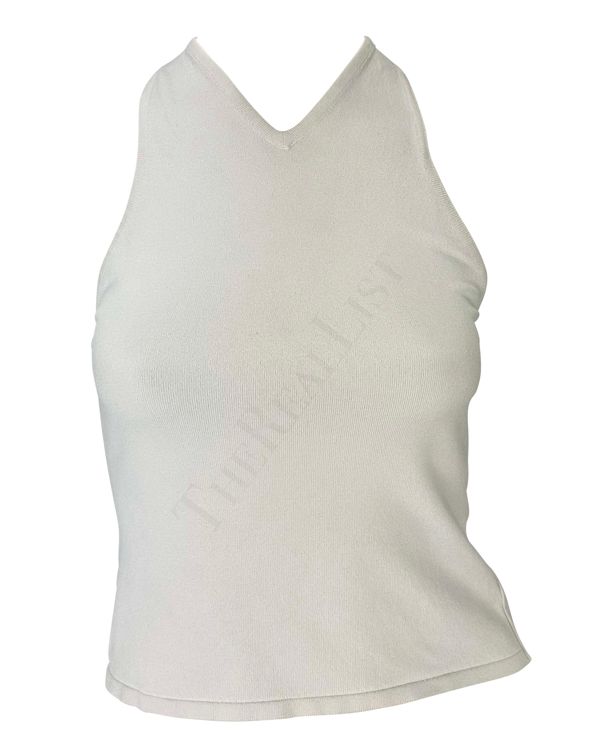 Women's S/S 1998 Gucci by Tom Ford White Stretch Knit Racerback Tank Top