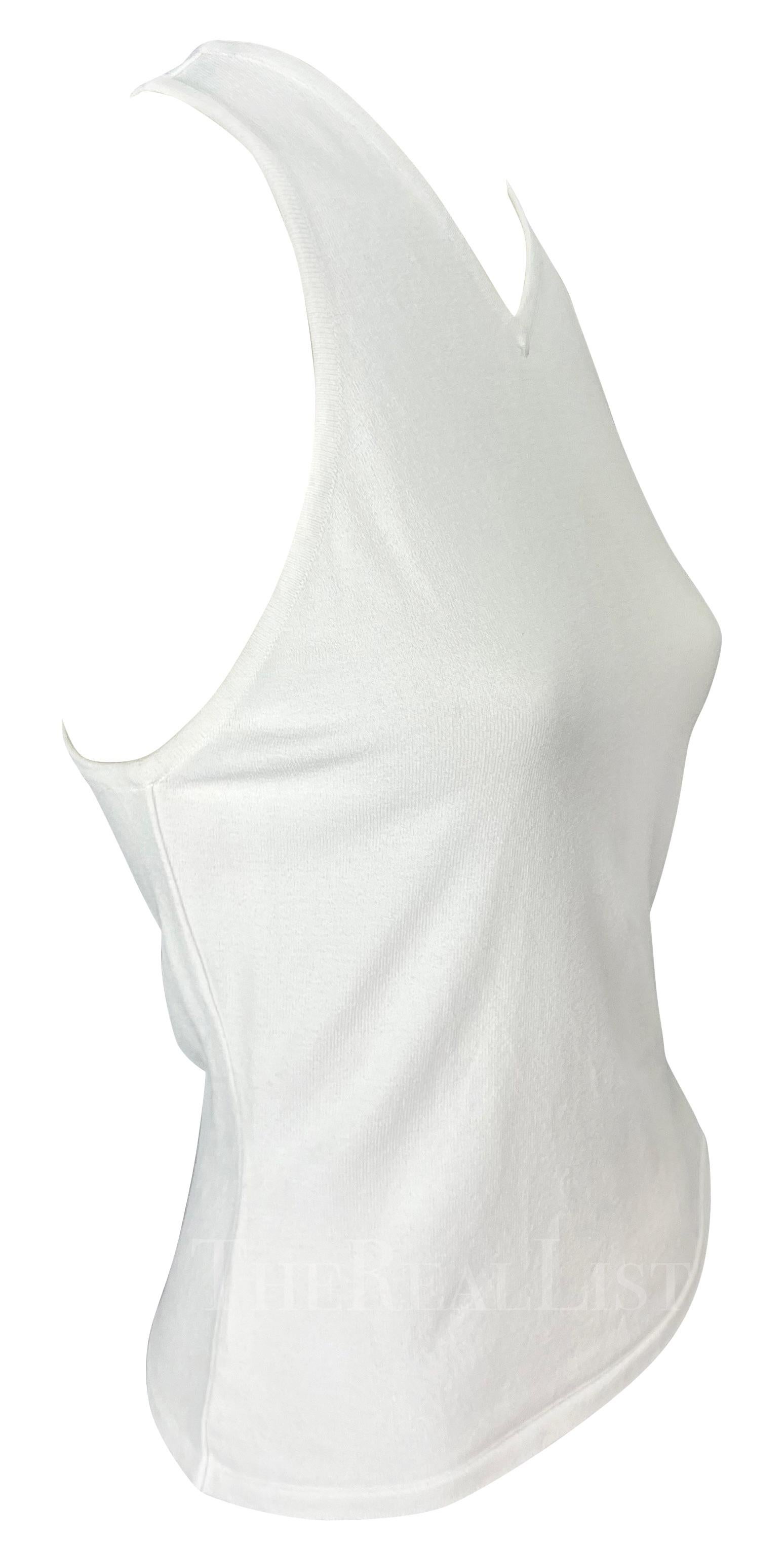Women's S/S 1998 Gucci by Tom Ford White Stretch Knit Racerback Tank Top For Sale