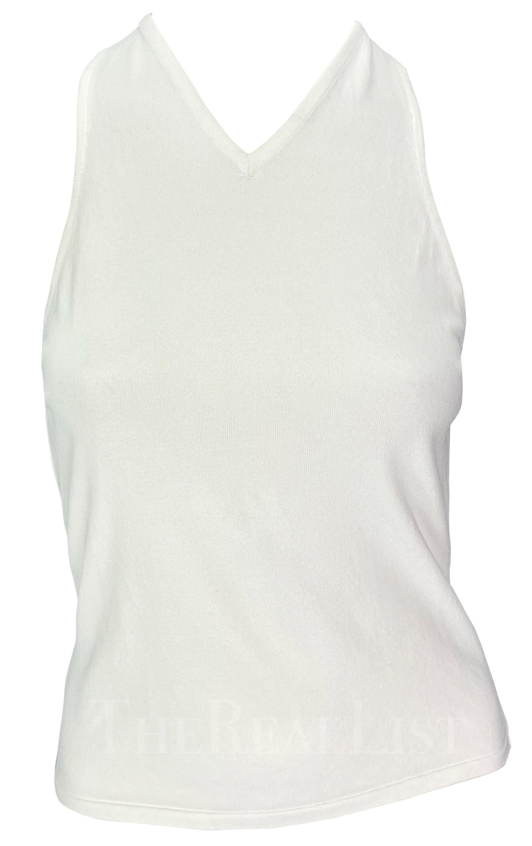 S/S 1998 Gucci by Tom Ford White Stretch Knit Racerback Tank Top en vente 1