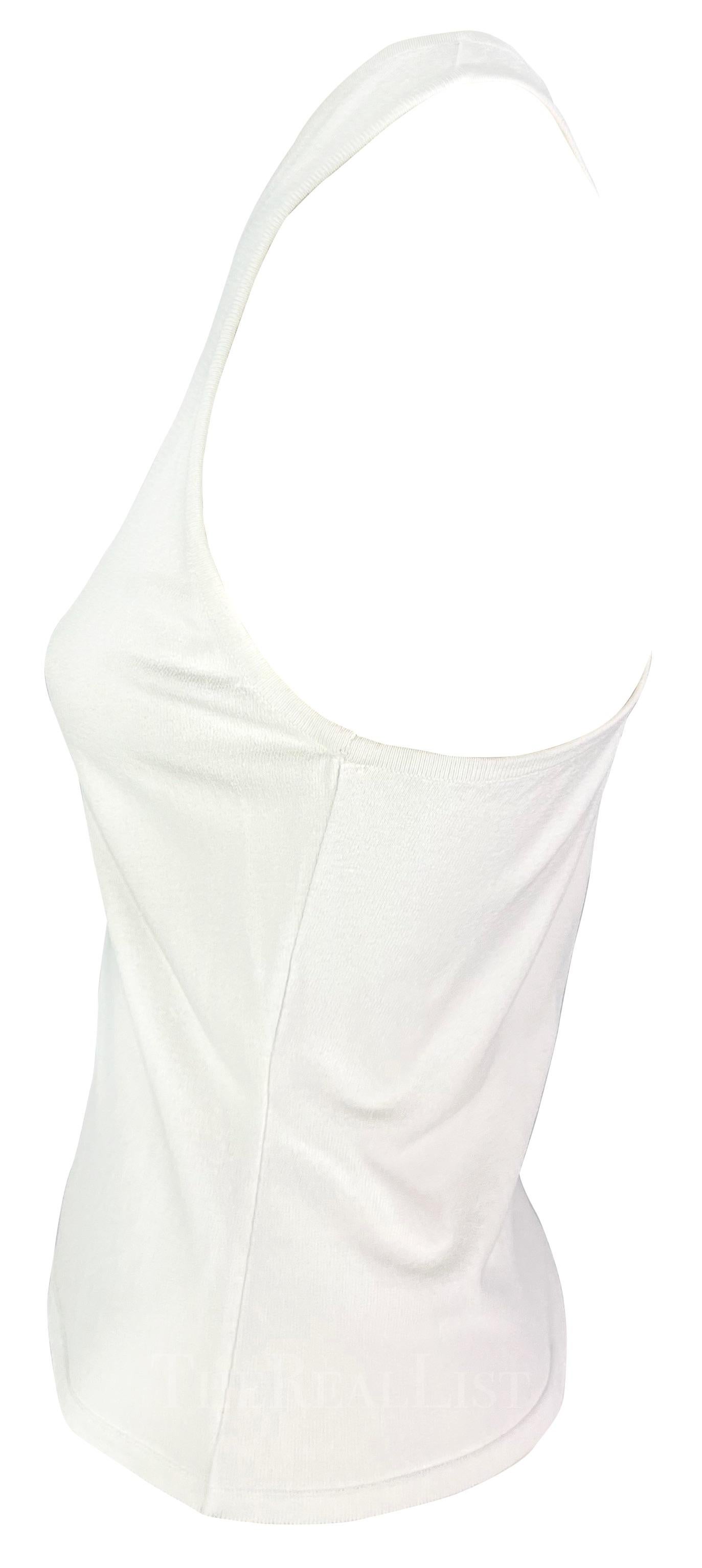 S/S 1998 Gucci by Tom Ford White Stretch Knit Racerback Tank Top For Sale 3