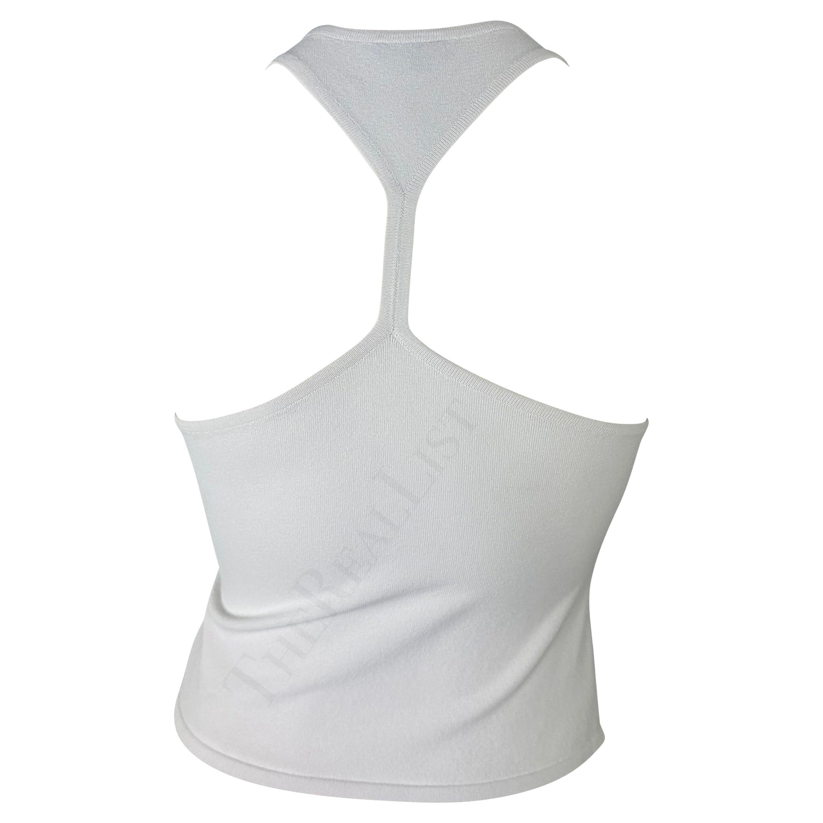 S/S 1998 Gucci by Tom Ford White Stretch Knit Racerback Tank Top