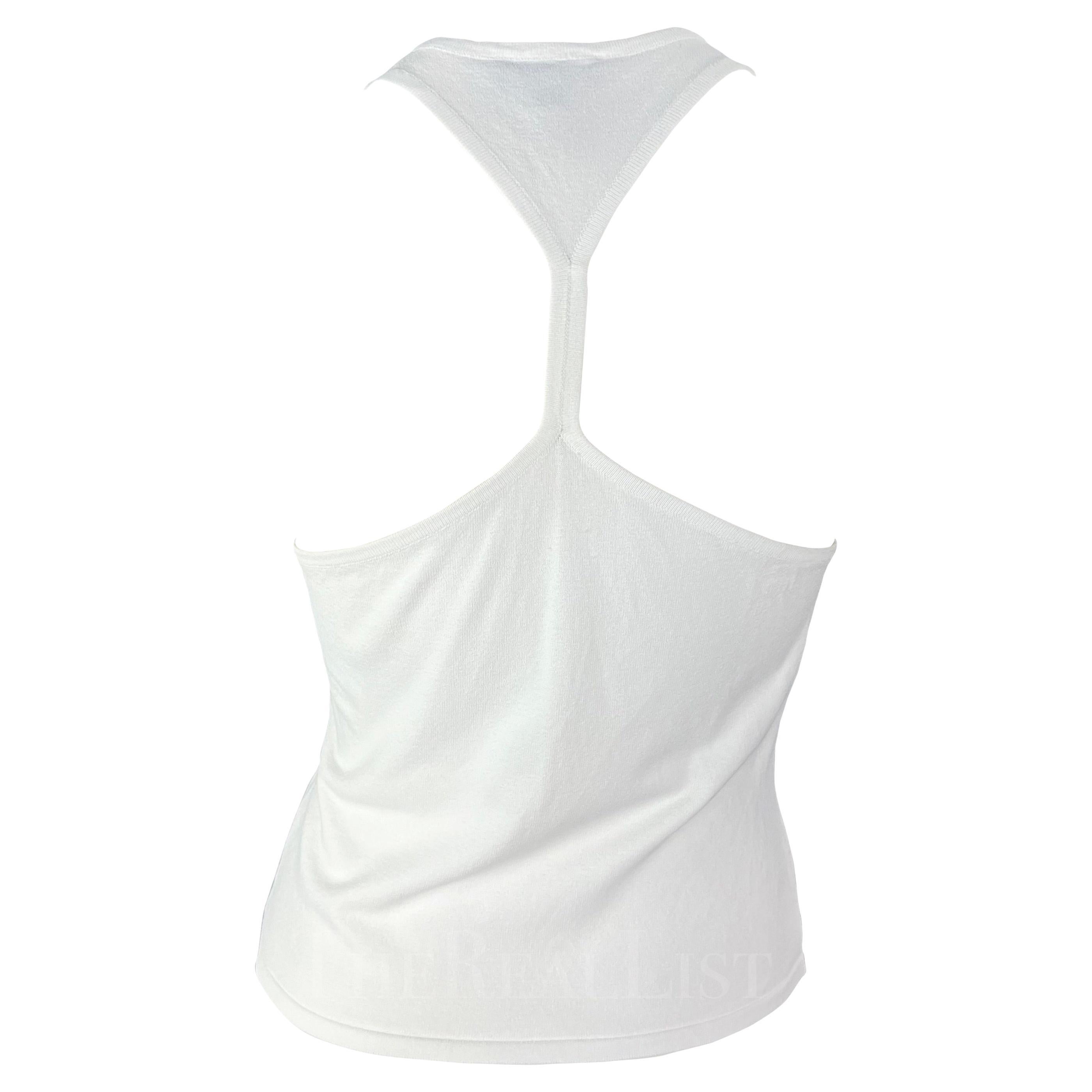 S/S 1998 Gucci by Tom Ford White Stretch Knit Racerback Tank Top en vente