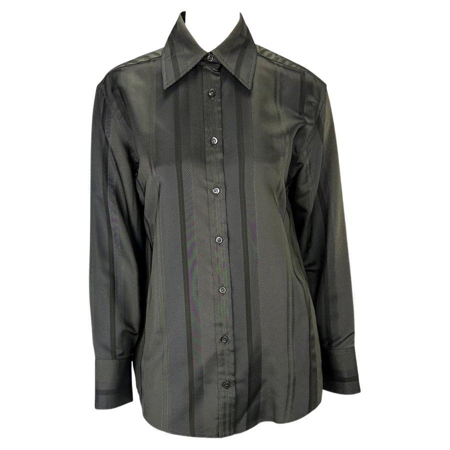 S/S 1998 Gucci by Tom Ford Woven Stripped Collared Button Down Shirt For Sale
