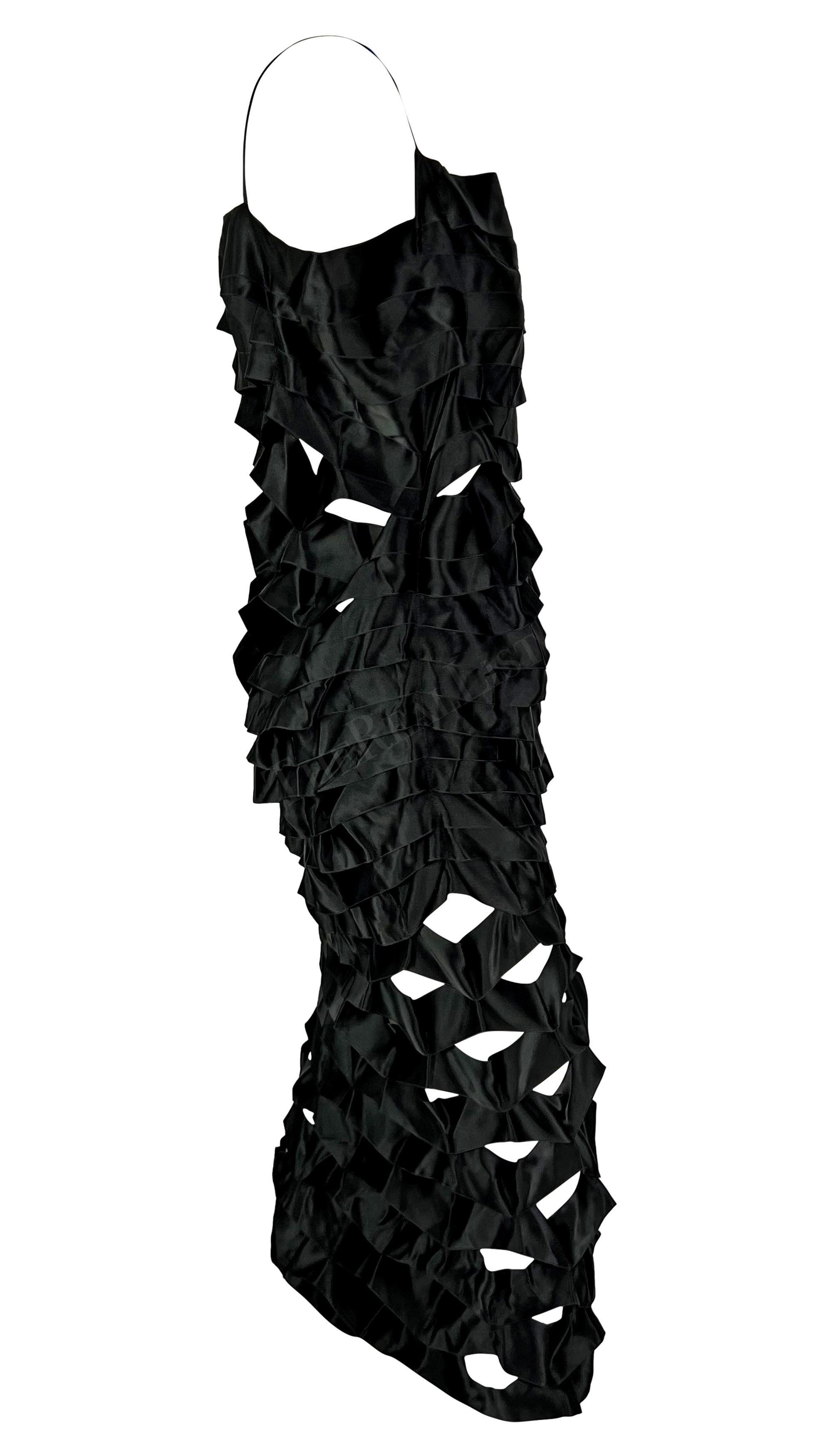 S/S 1998 Helmut Lang Black Silk Cut Out Ribbon Runway Gown  For Sale 6