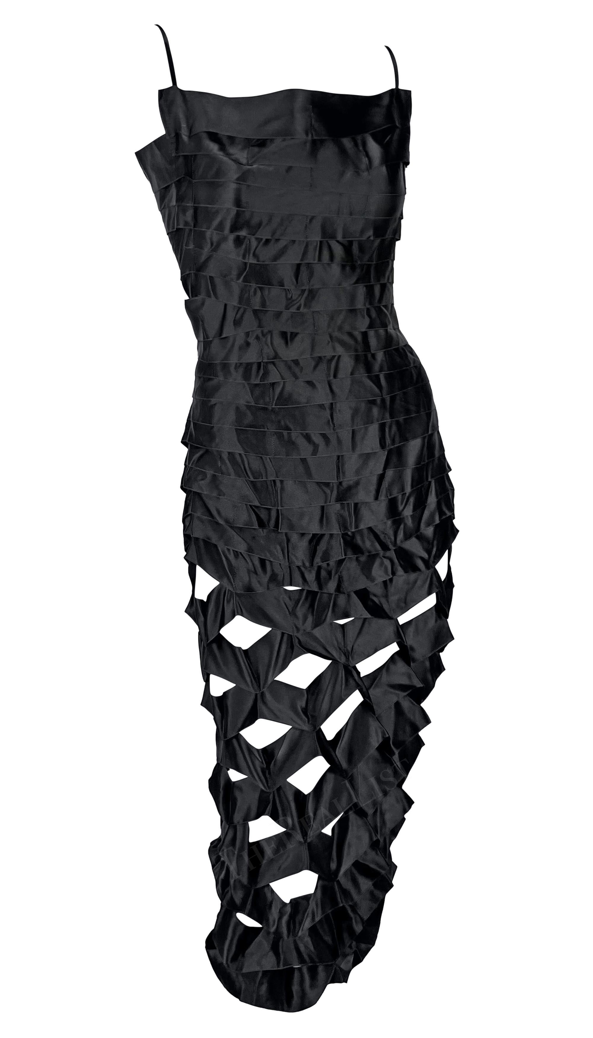 F/S 1998 Helmut Lang Schwarzes Laufstegkleid aus Seide mit Ausschnitt und Schleife im Angebot 7