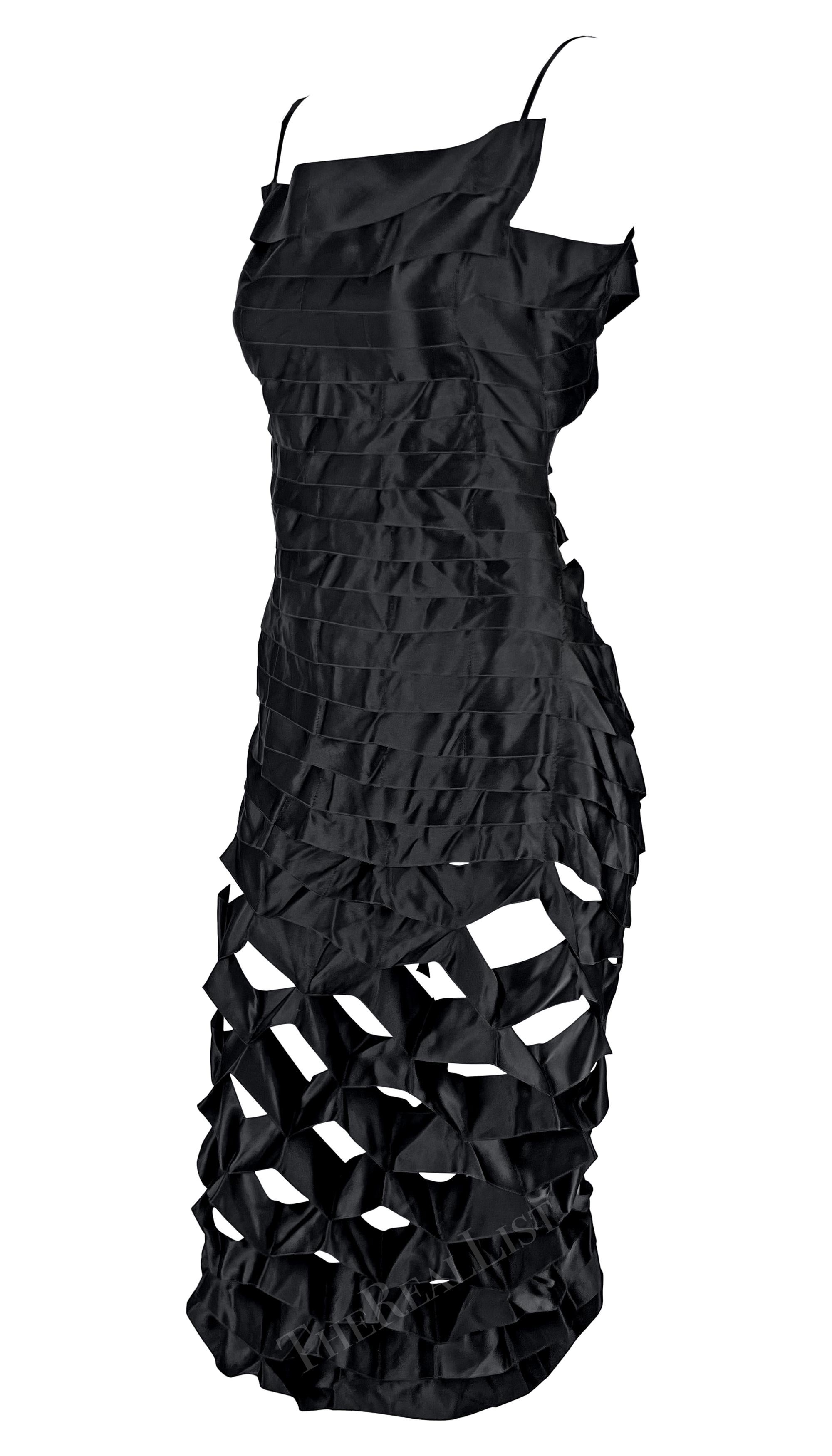 F/S 1998 Helmut Lang Schwarzes Laufstegkleid aus Seide mit Ausschnitt und Schleife im Angebot 3