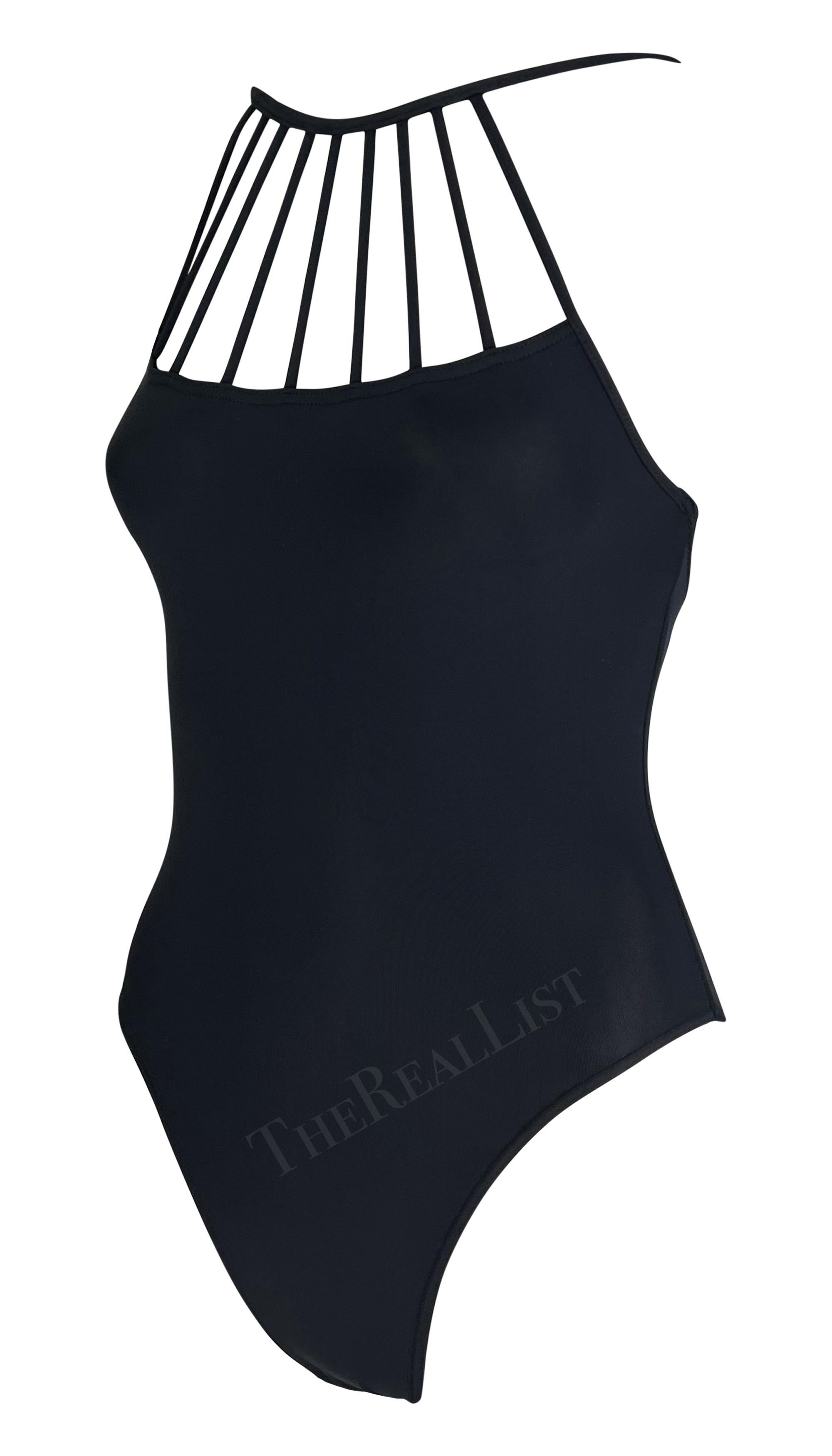 S/S 1998 Herve Leger Black One Piece Body Suit Swimsuit Bodysuit In Excellent Condition For Sale In West Hollywood, CA