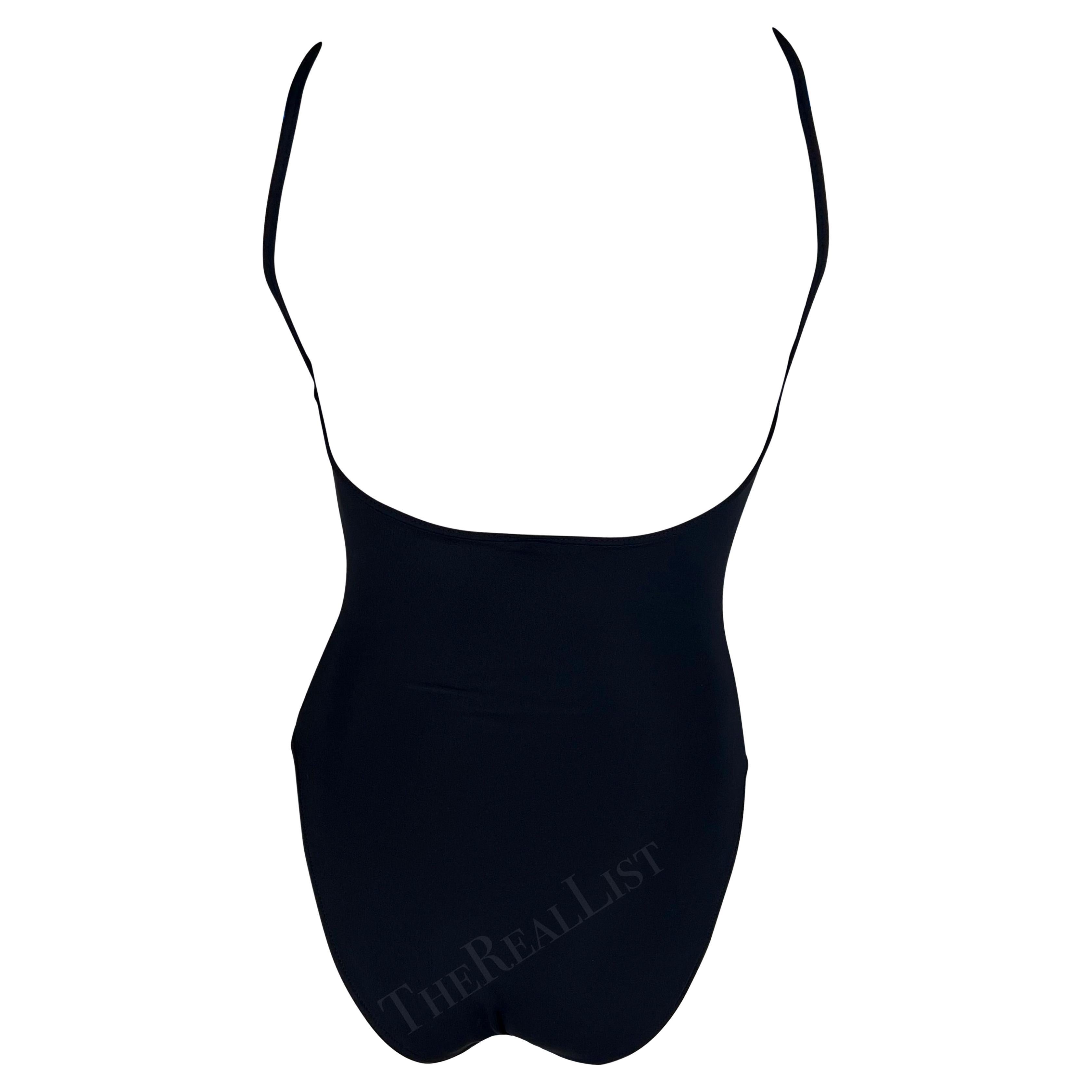 S/S 1998 Herve Leger Black One Piece Body Suit Swimsuit Bodysuit For Sale 2