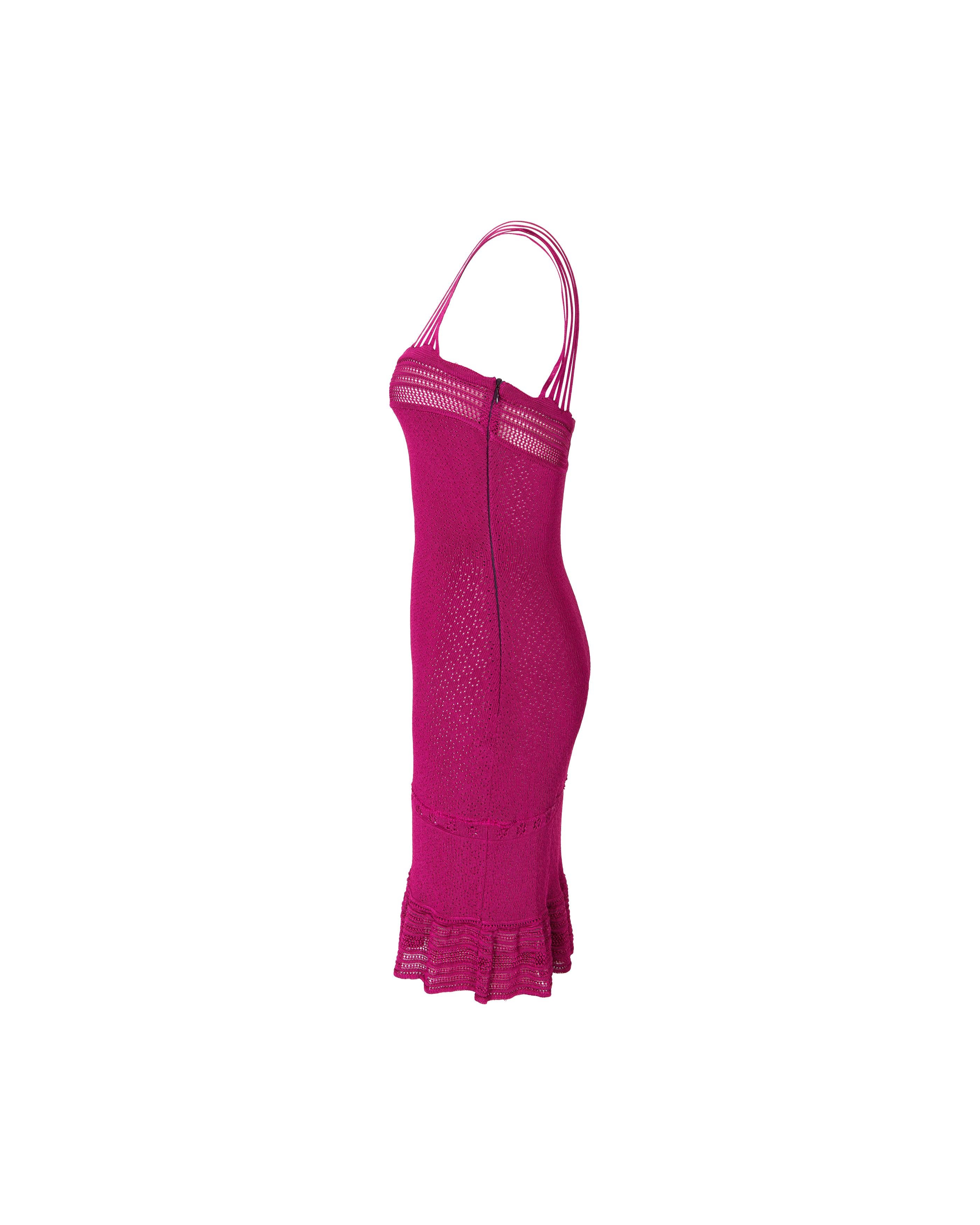 S/S 1998 John Galliano Pink Open-Knit Slip Dress In Excellent Condition In North Hollywood, CA