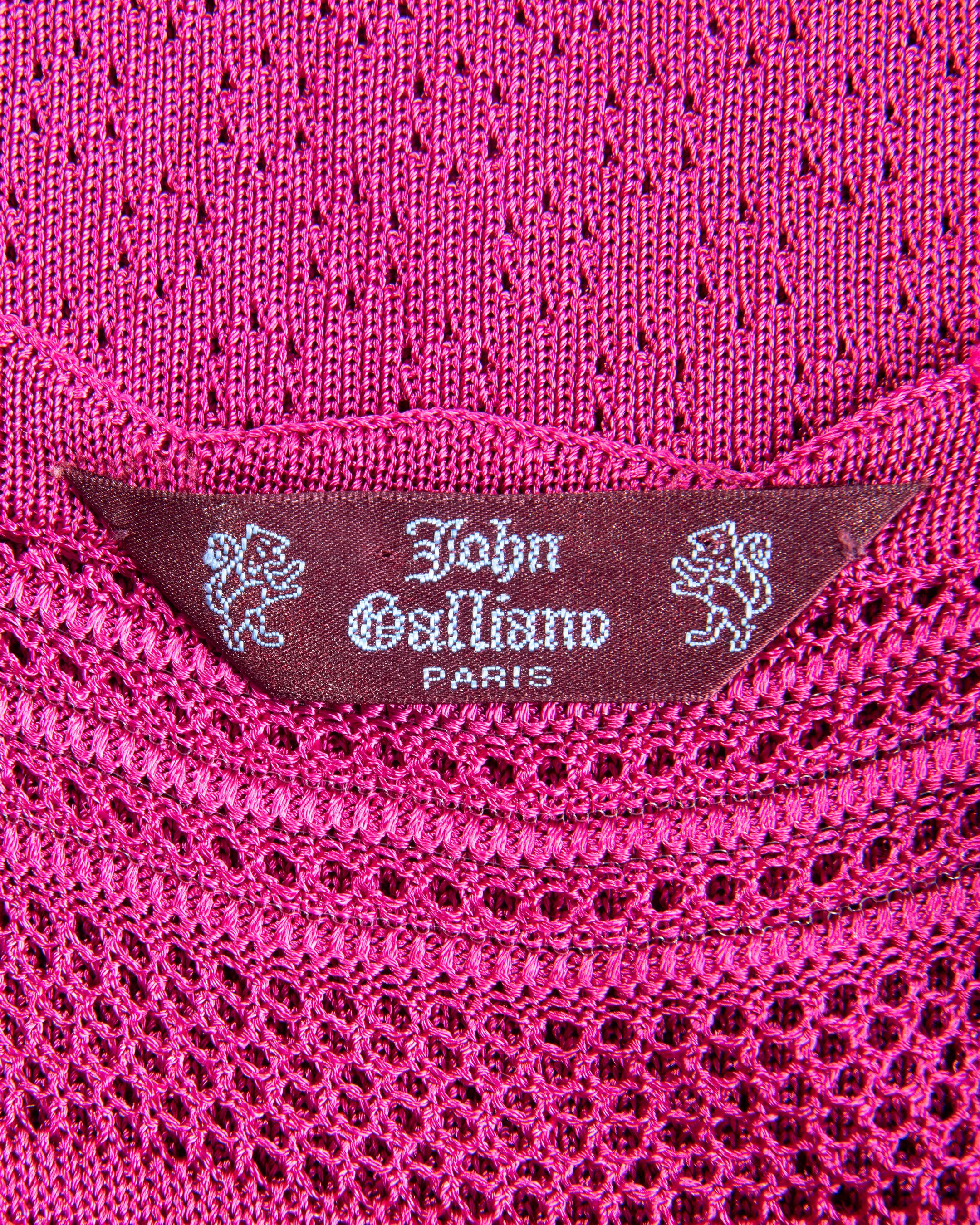 S/S 1998 John Galliano Pink Open-Knit Slip Dress 3