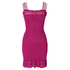S/S 1998 John Galliano Pink Open-Knit Slip Dress