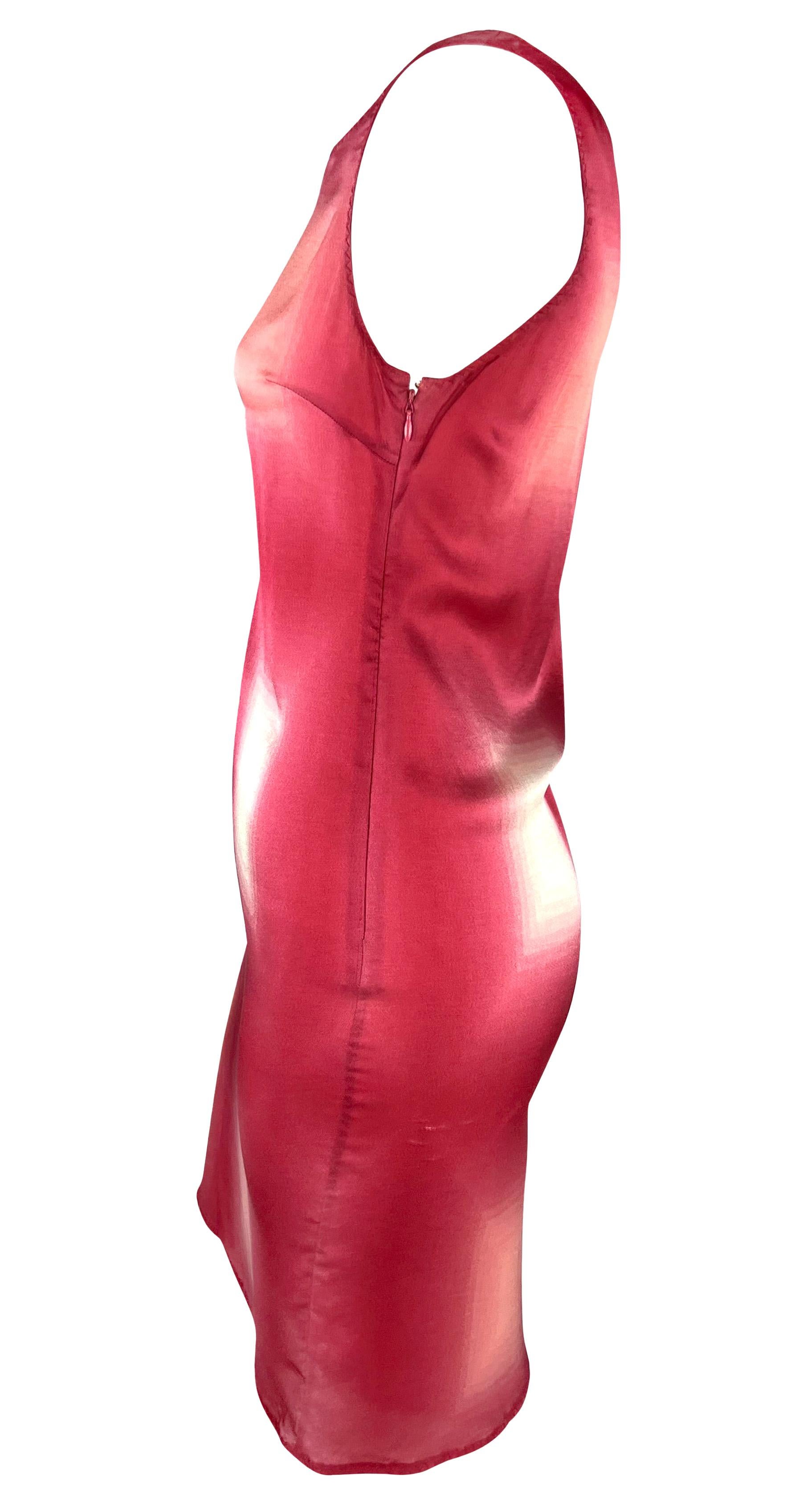S/S 1998 Prada Rotes Geometrisches Ombré Transparentes Ärmelloses Kleid im Angebot 1