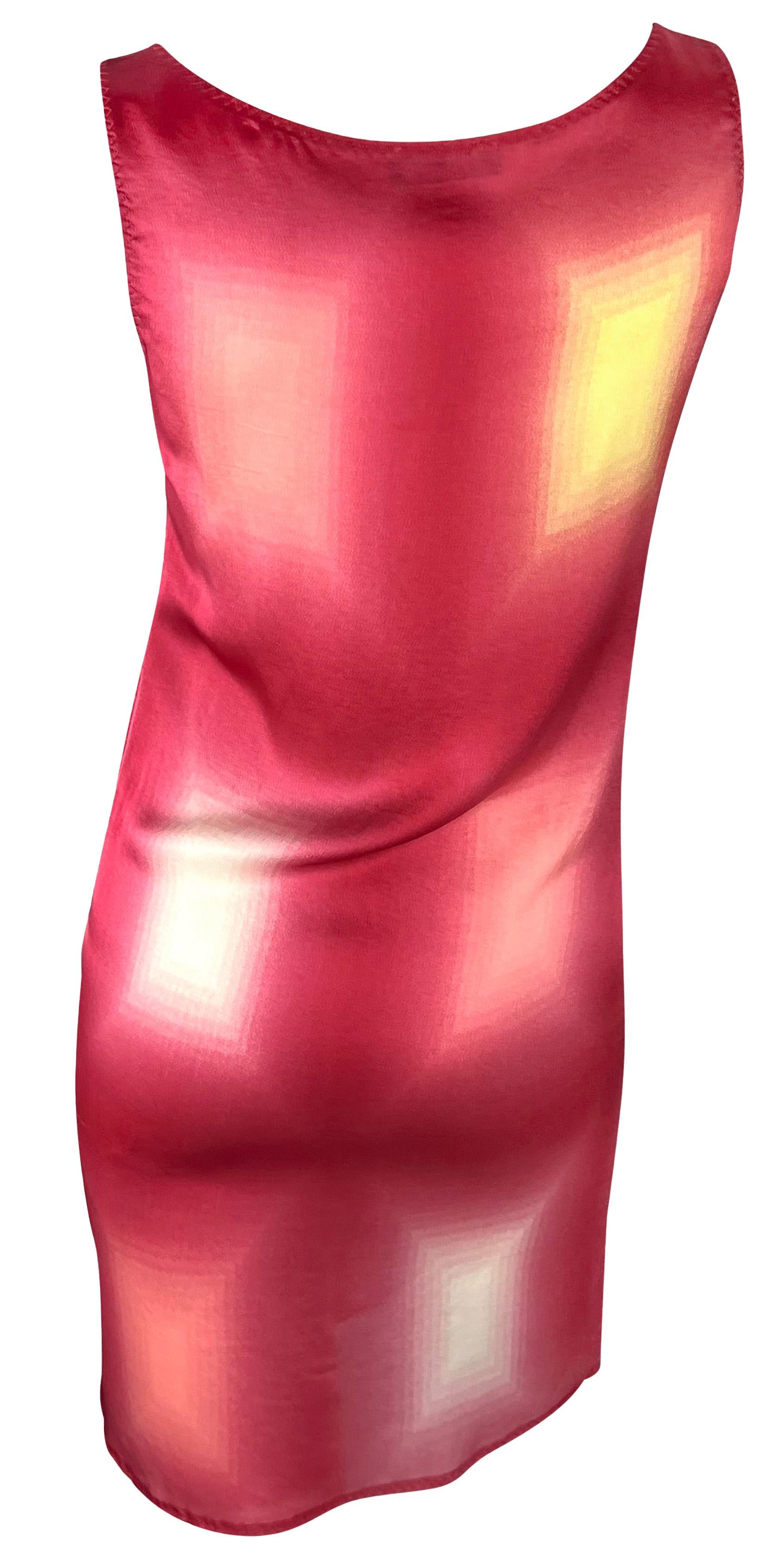 S/S 1998 Prada - Robe sans manches en tissu ombré géométrique rouge en vente 2
