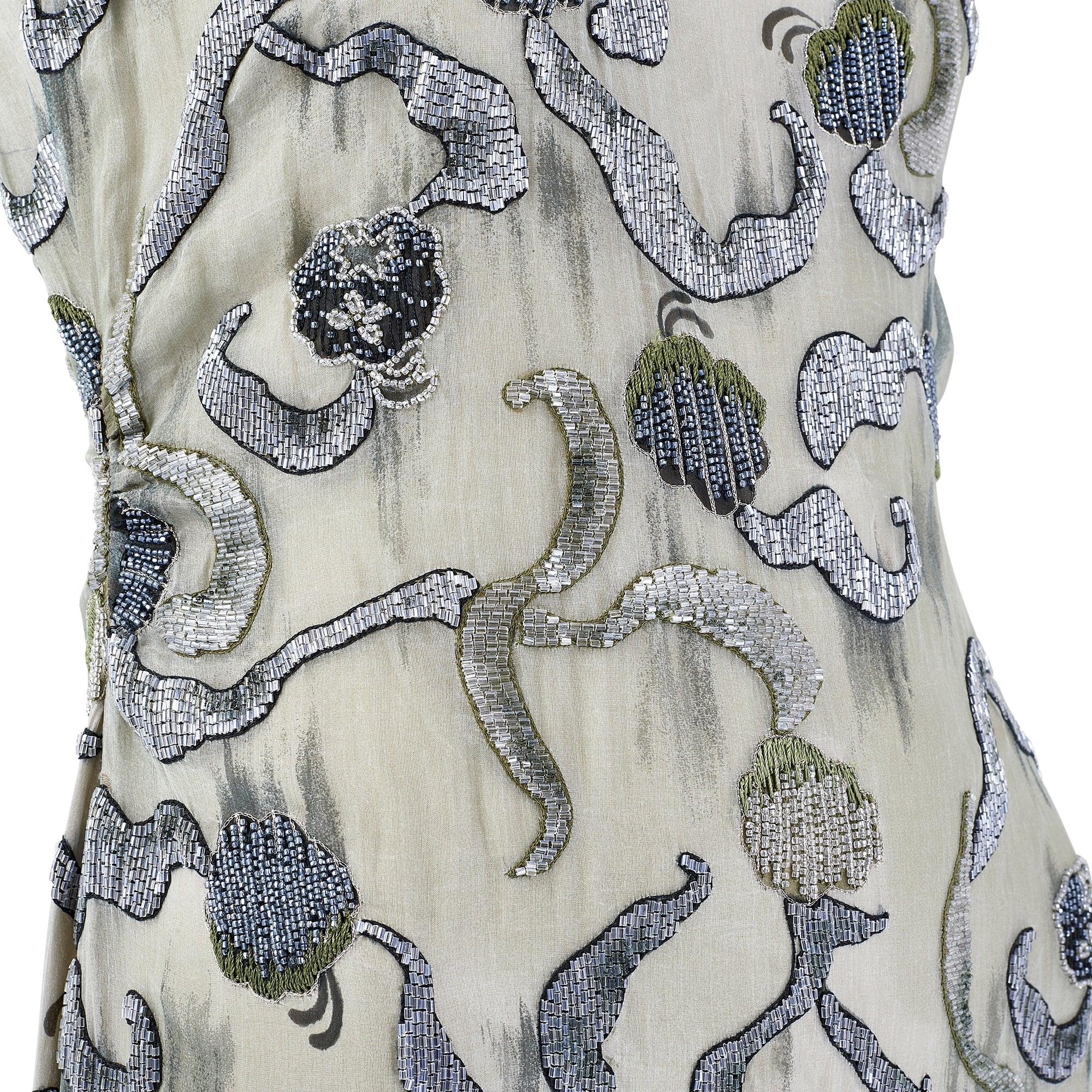 S/S 1998 Runway Giorgio Armani Beaded Chinoiserie Slip Dress In Good Condition For Sale In London, GB