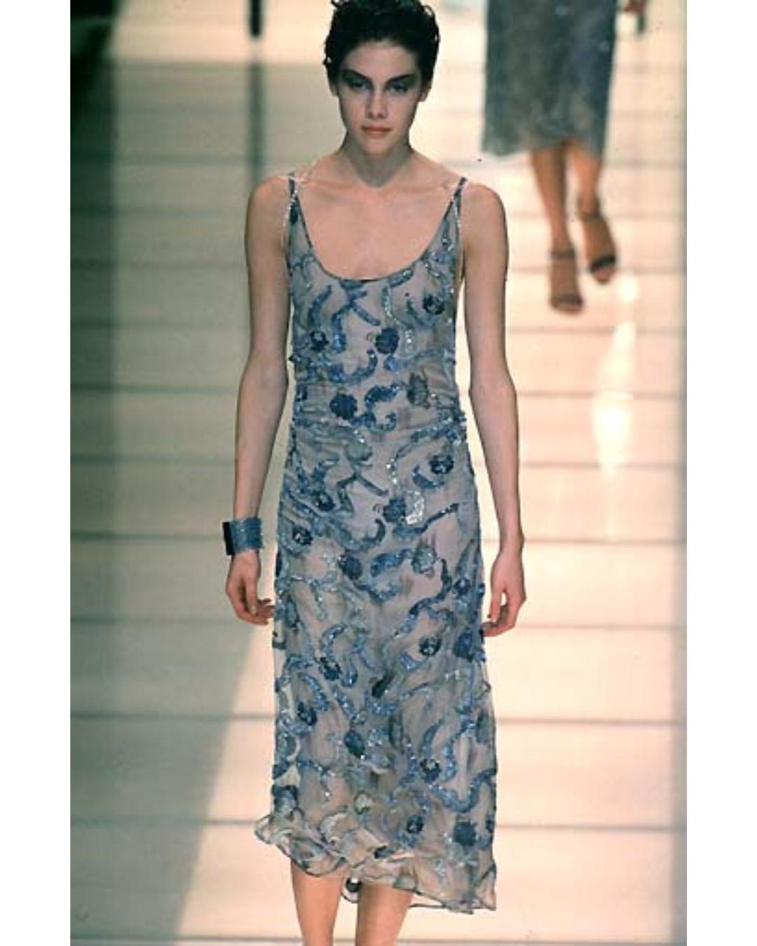 S/S 1998 Runway Giorgio Armani Beaded Chinoiserie Slip Dress For Sale 4