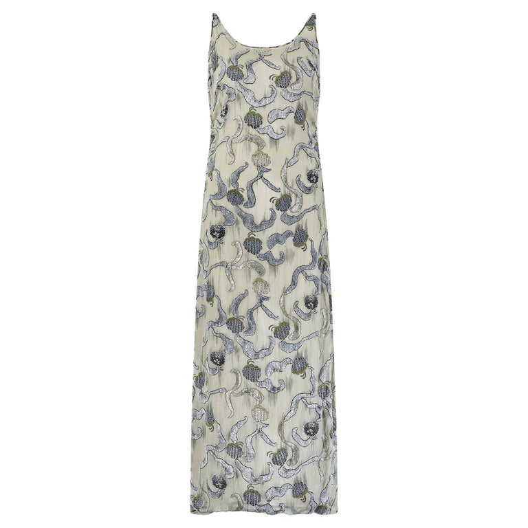 S/S 1998 Runway Giorgio Armani Beaded Chinoiserie Slip Dress For Sale at  1stDibs