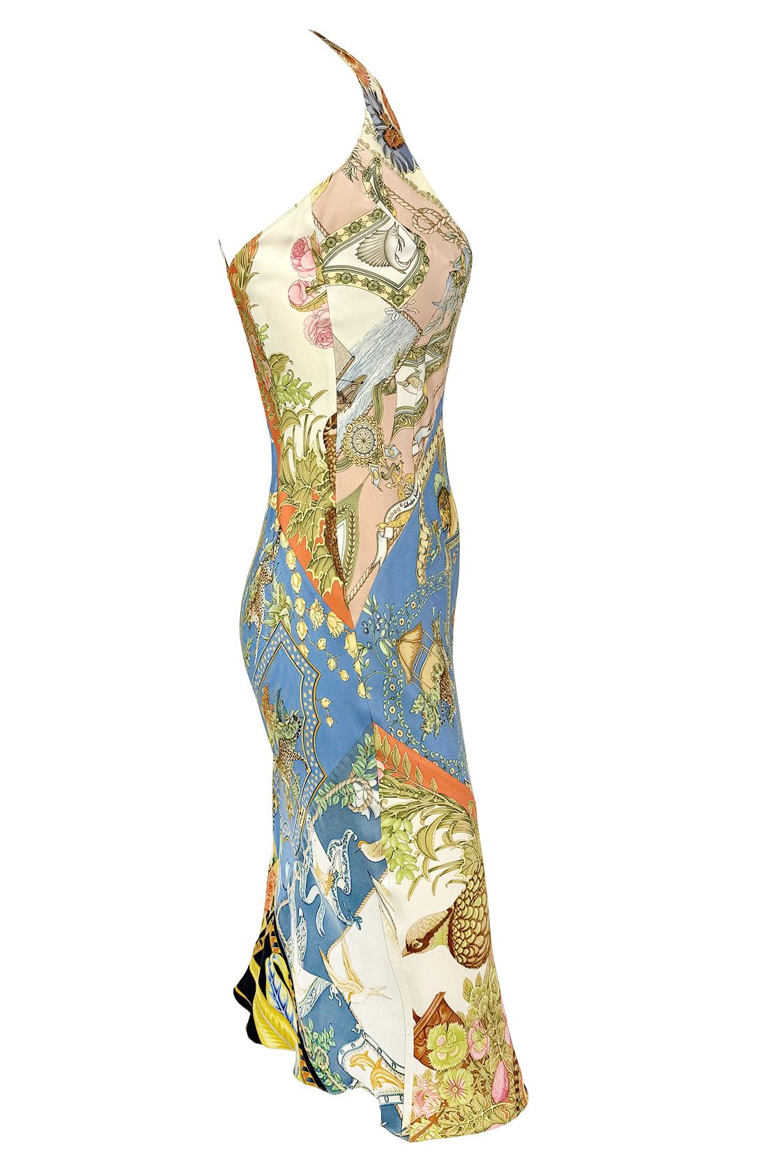 S/S 1998 Salvatore Ferragamo Printed Silk Scarf Patchwork Runway Dress 2