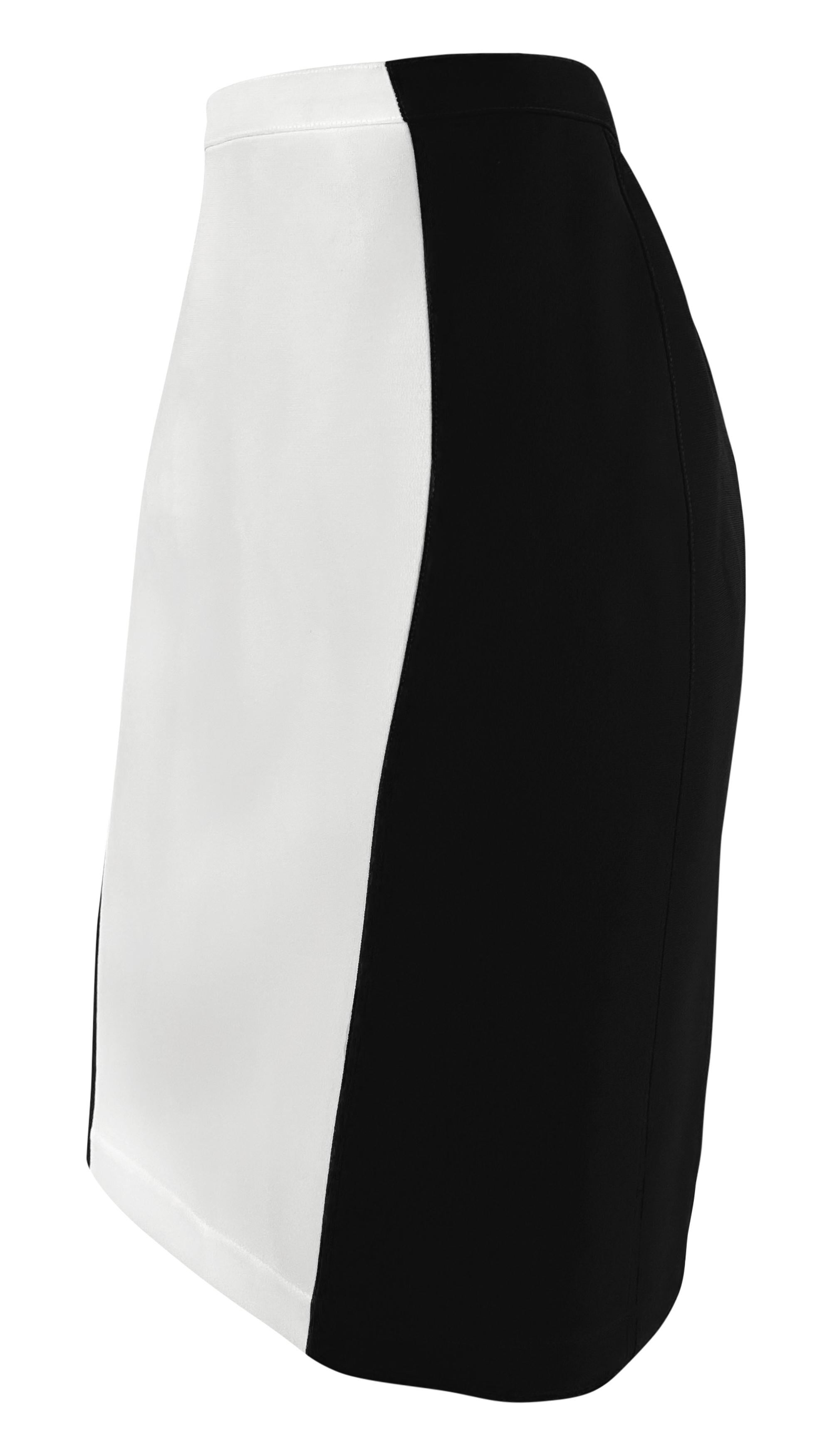 S/S 1998 Thierry Mugler Black White Color Block Short Sleeve Skirt Suit For Sale 6