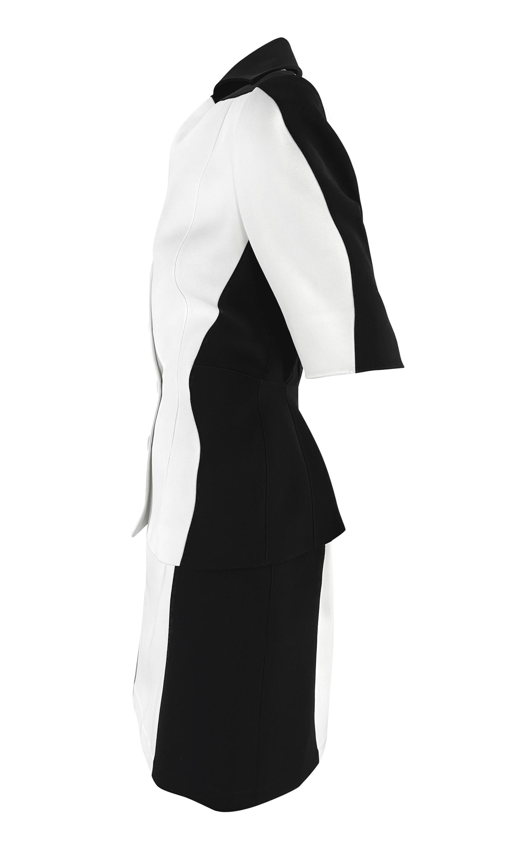 S/S 1998 Thierry Mugler Black White Color Block Short Sleeve Skirt Suit For Sale 2