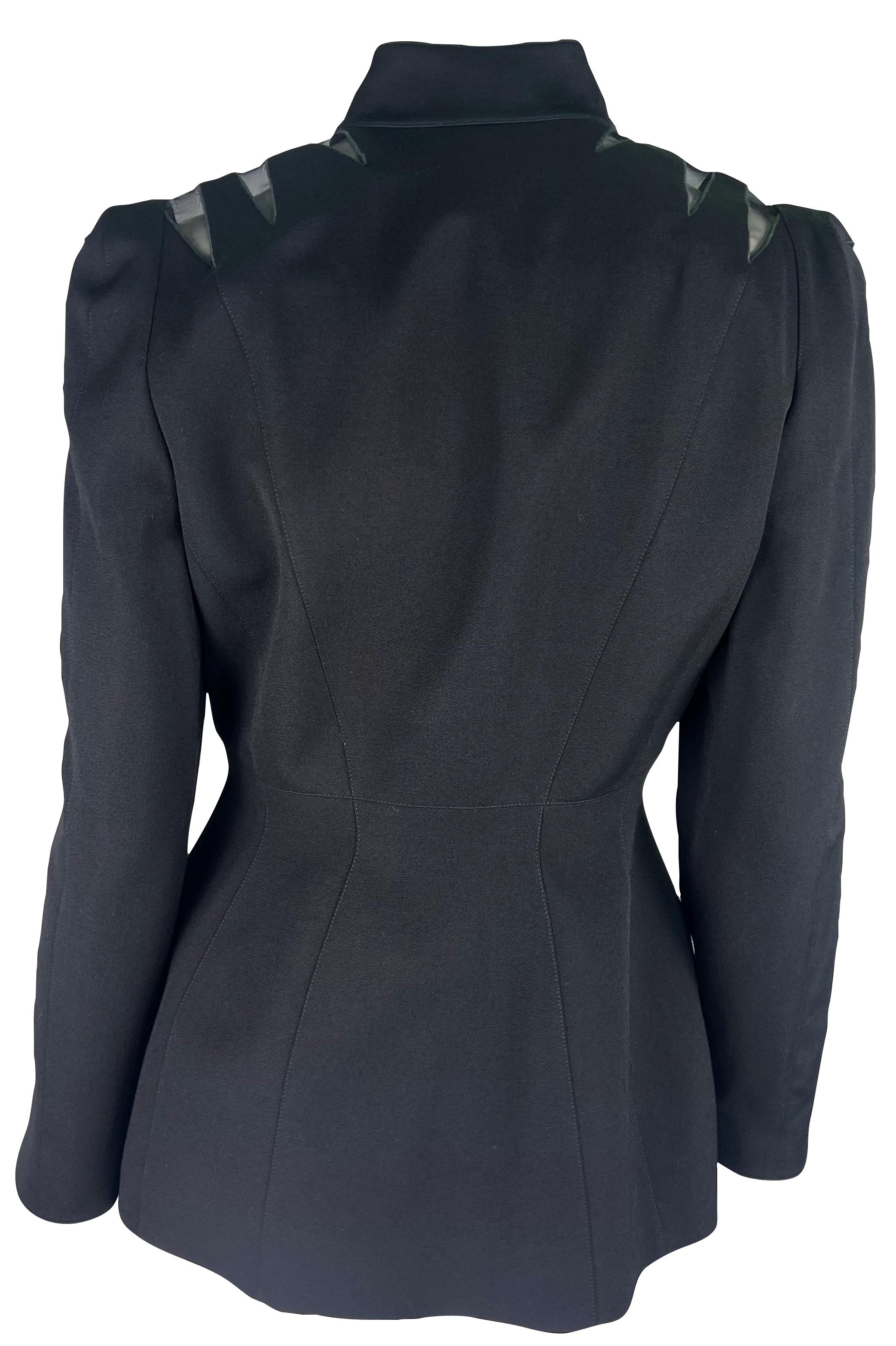 S/S 1998 Thierry Mugler Couture Runway Black Sheer Accent Blazer For Sale 2