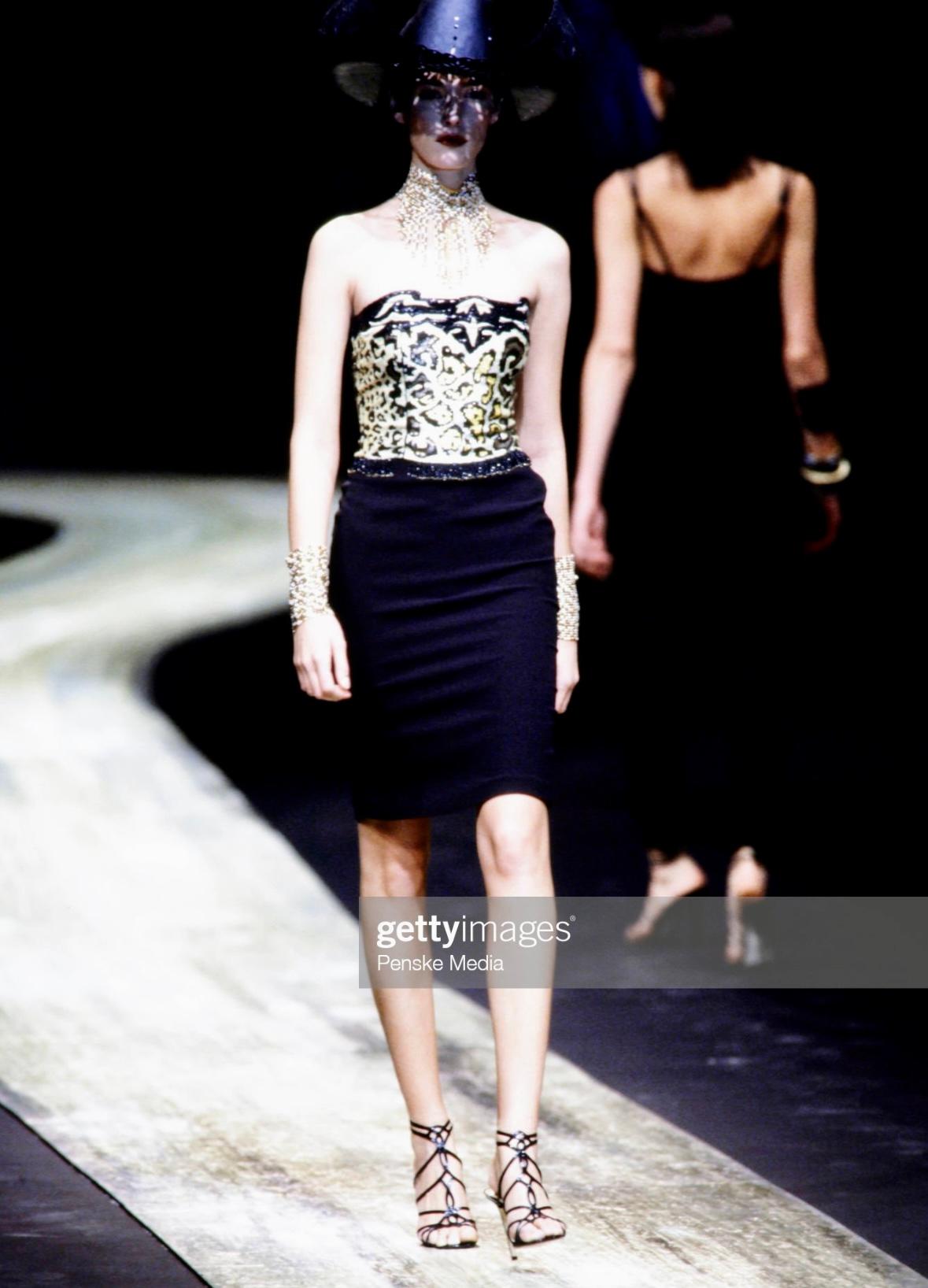 S/S 1998 Valentino Garavani Runway Ad Beaded Sequin Leopard Strapless Top For Sale 3